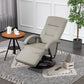 HOMCOM PU Recliner with Footrest, Lounge Chair with 135° Adjustable Backrest, Swivel Wood Base, Padded Seat & Armrests for Living Room, Gray