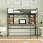 Twin Size Loft Bed with Desk and Shelf , Loft Bed with Ladder,Twin,Black