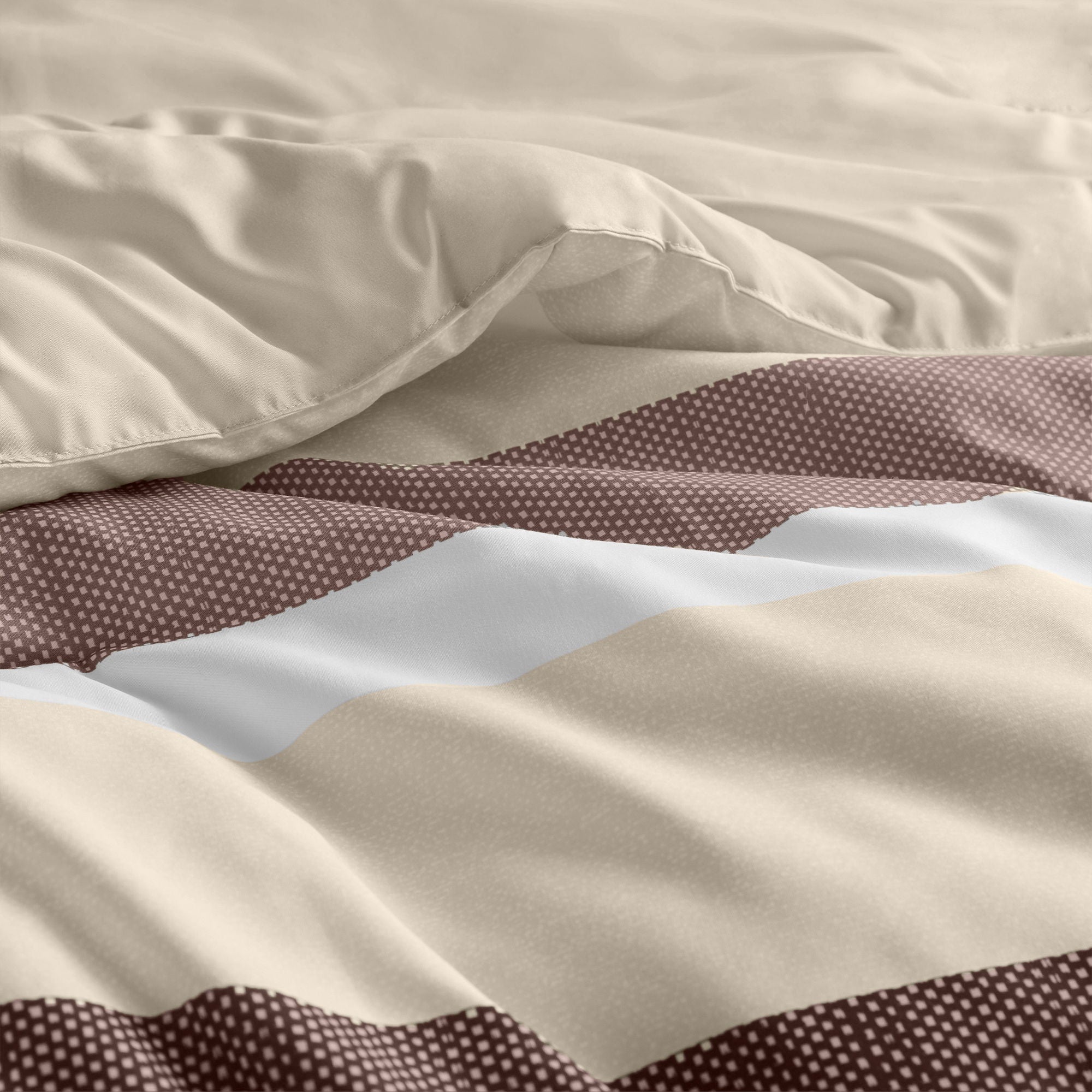Blais - Stripe Textured Print Comforter Set - Terracotta