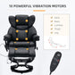 Massage Recliner and Ottoman, PU Leisure Office Chair with 10 Vibration Points, Adjustable Backrest, Side Pocket and Remote Control, for Living Room, Study, Bedroom, Black