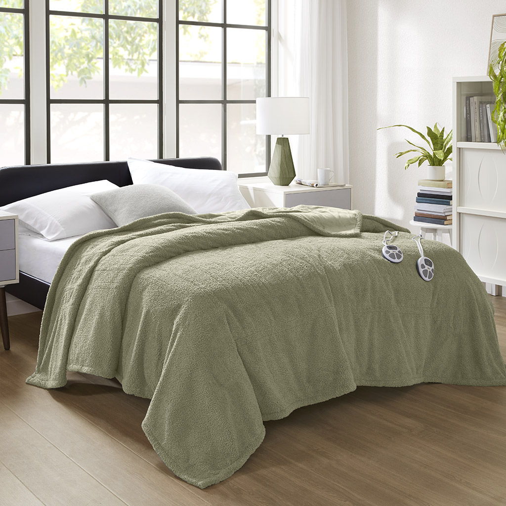 Dream Soft Heated - Full Blanket - Sage