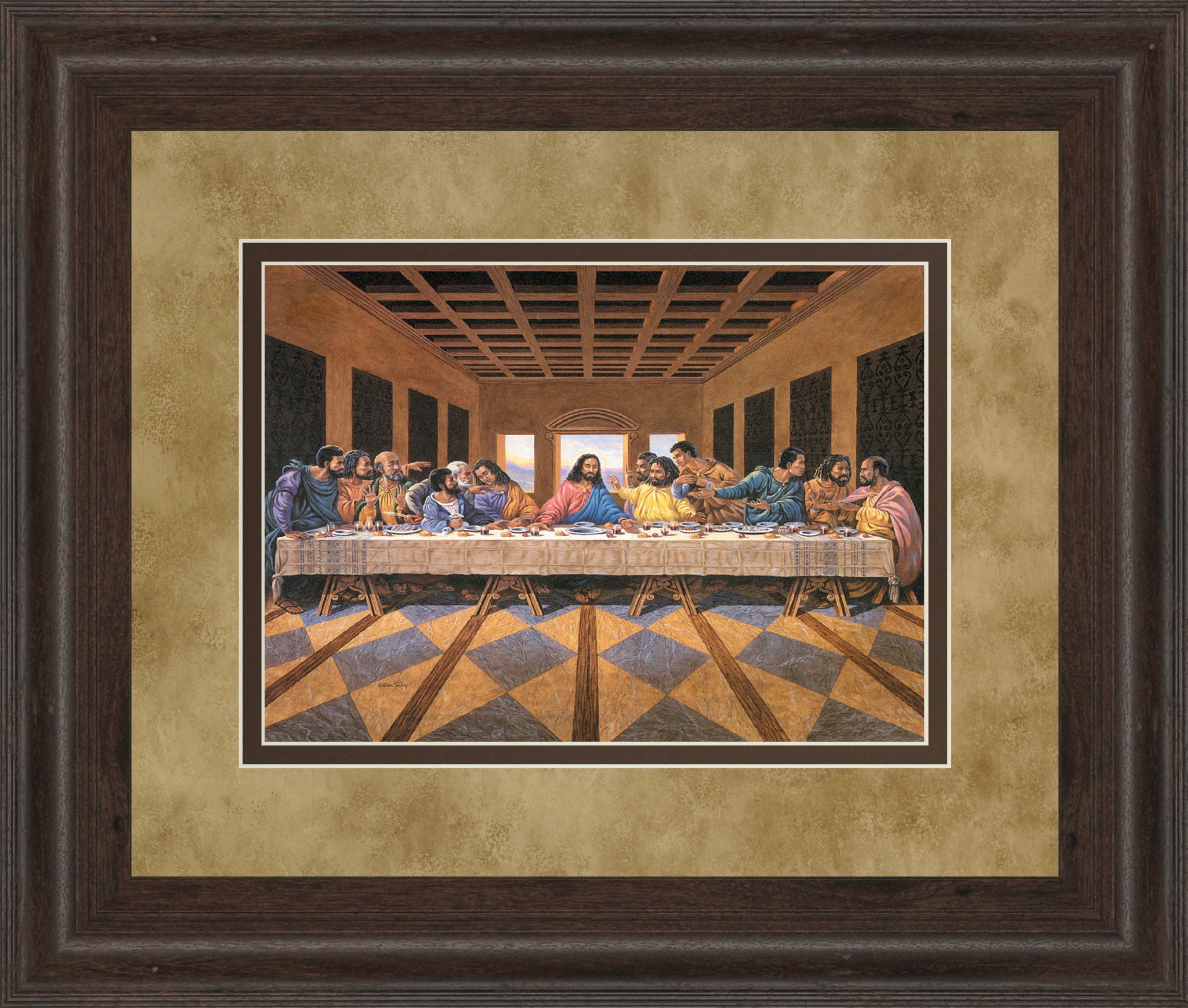 Last Supper (African American) - Framed Print Wall Art - Light Brown