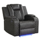 Benz LED & Power Recliner Chair Made With Faux Leather in Black