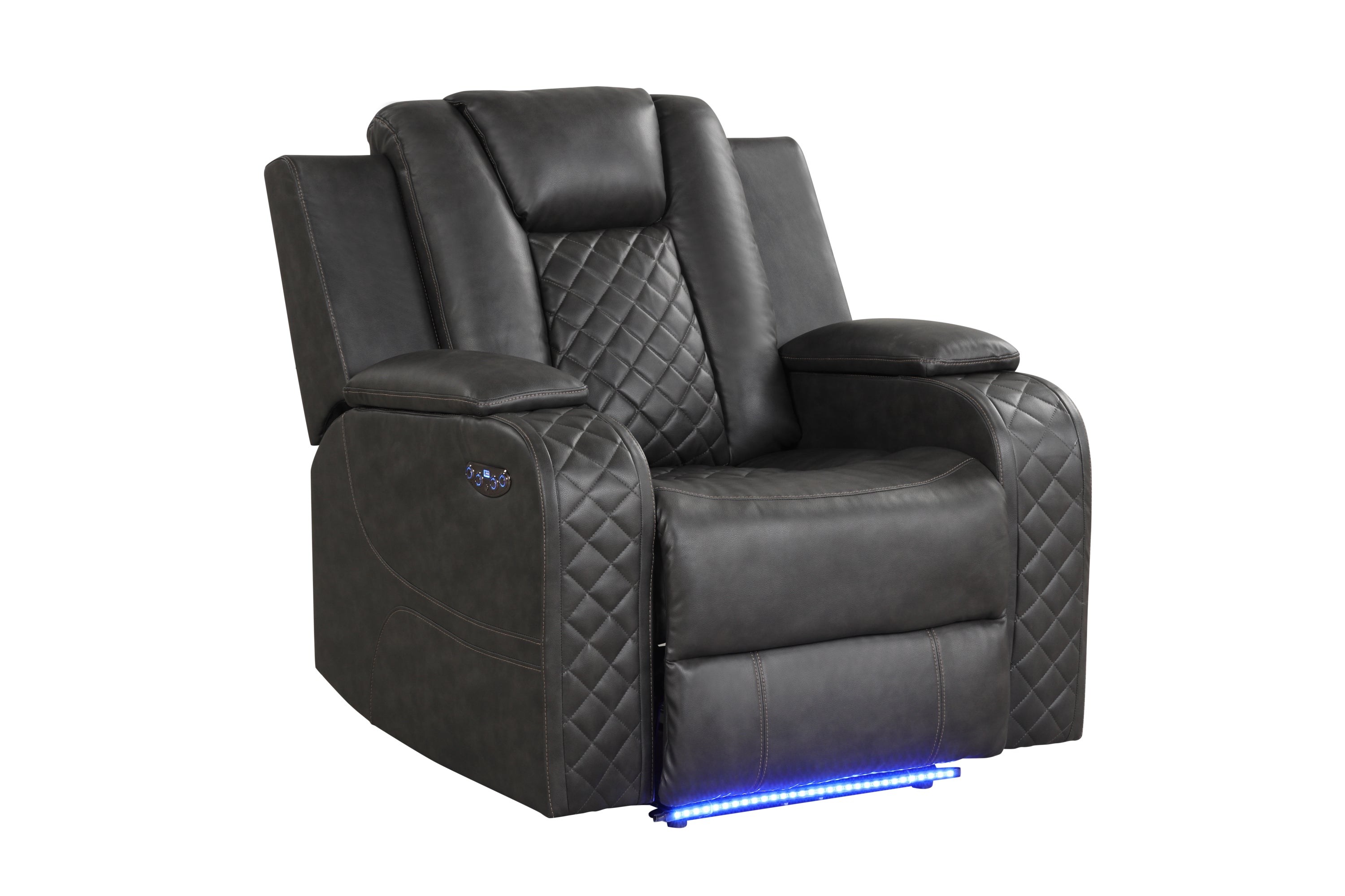 Benz LED & Power Recliner Chair Made With Faux Leather in Black