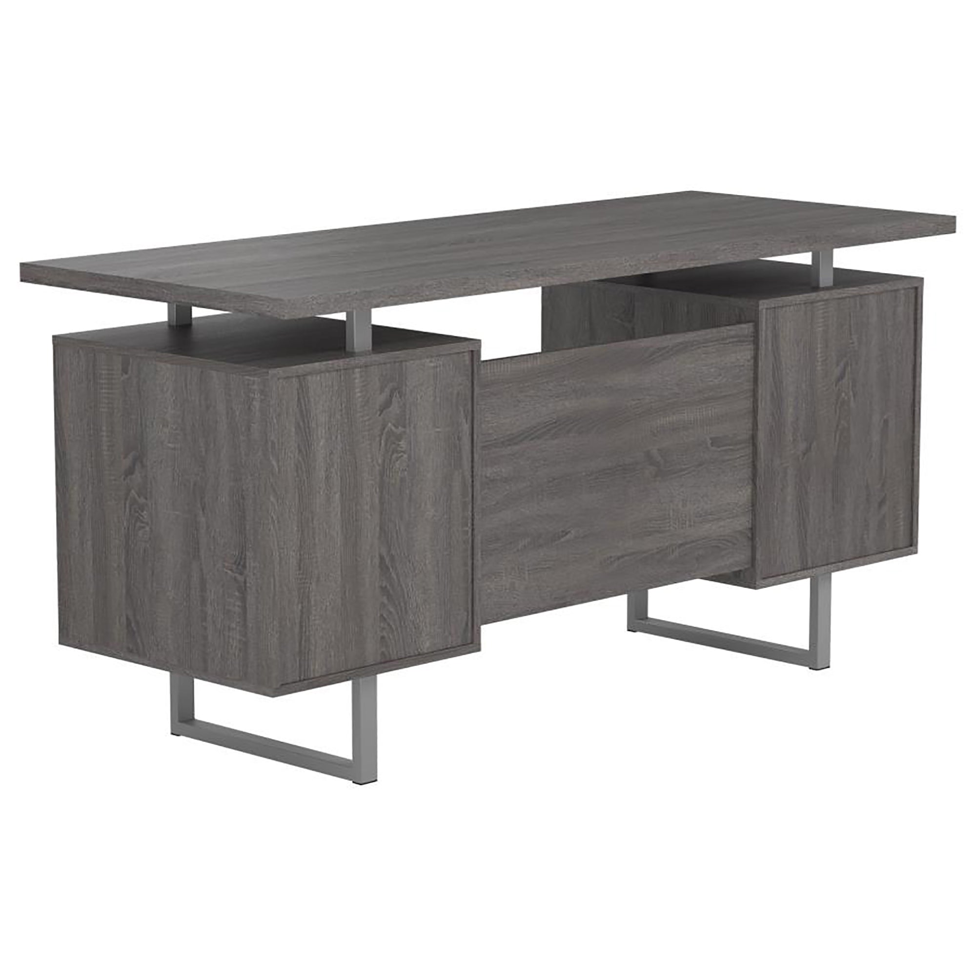 Weathered Grey 2-drawer Floating Top Office Desk