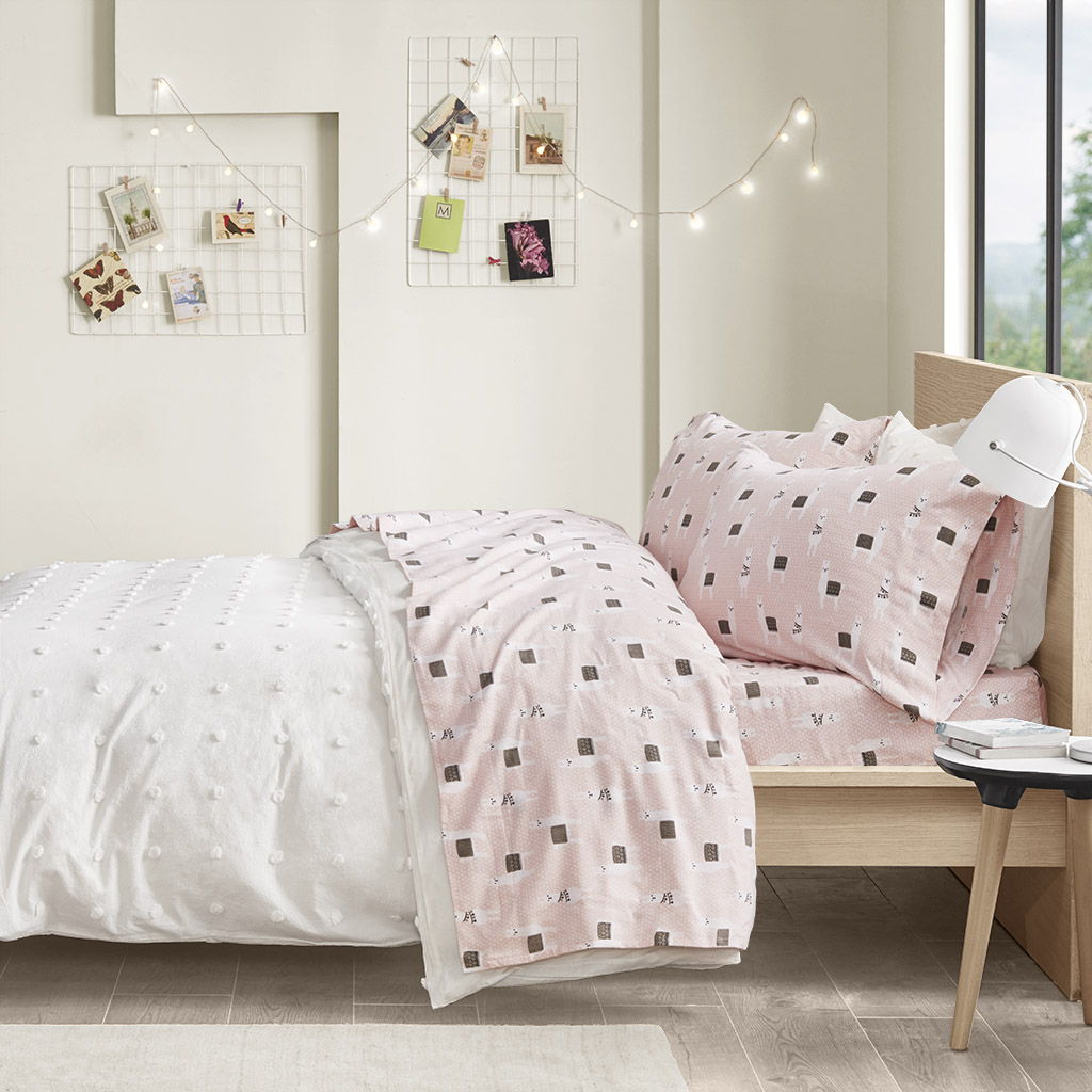 Twin Cozy Soft Novelty Print Sheet Set - Pink Llamas