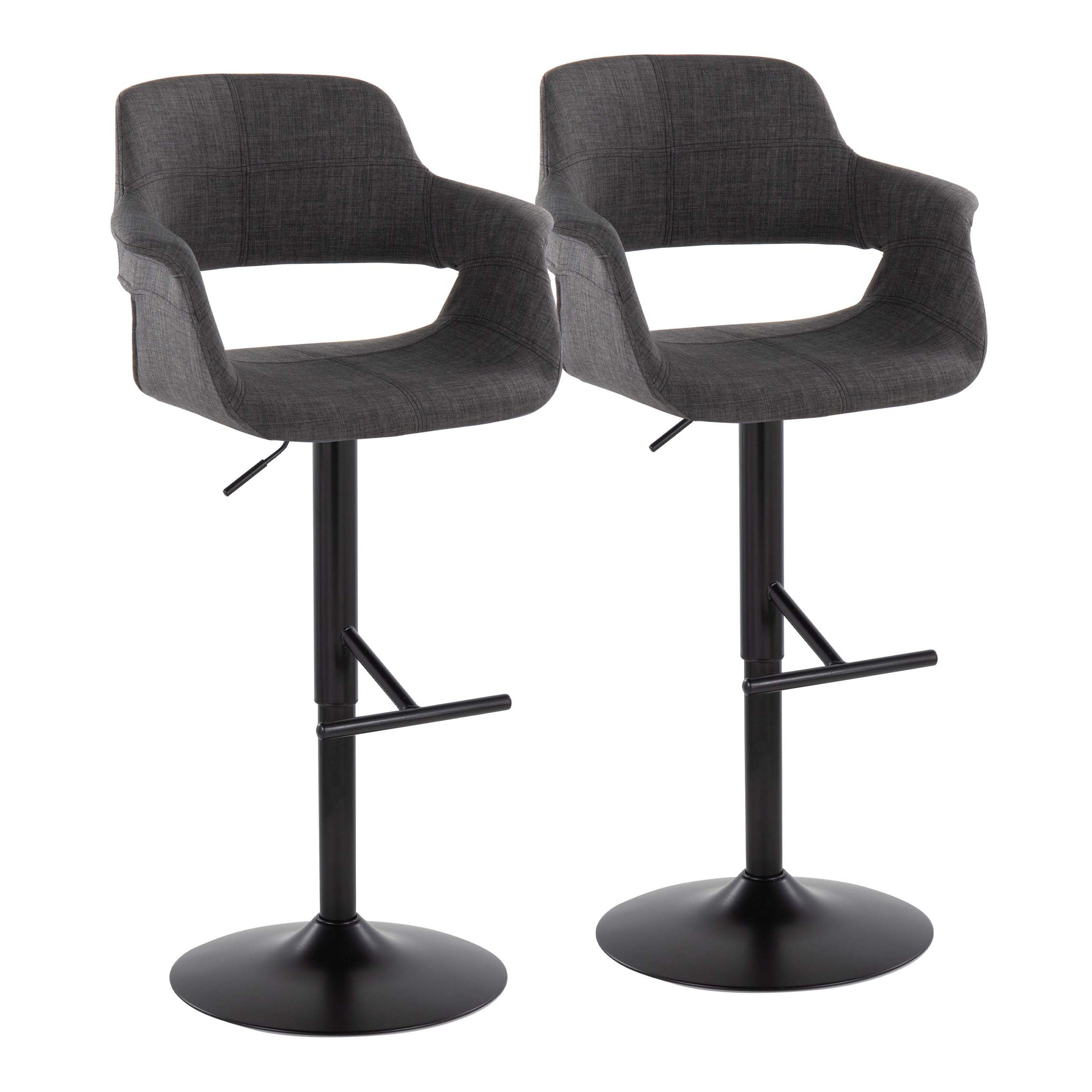 Vintage Flair - Mid Century Modern Adjustable Barstool With Straight T Footrest (Set of 2)