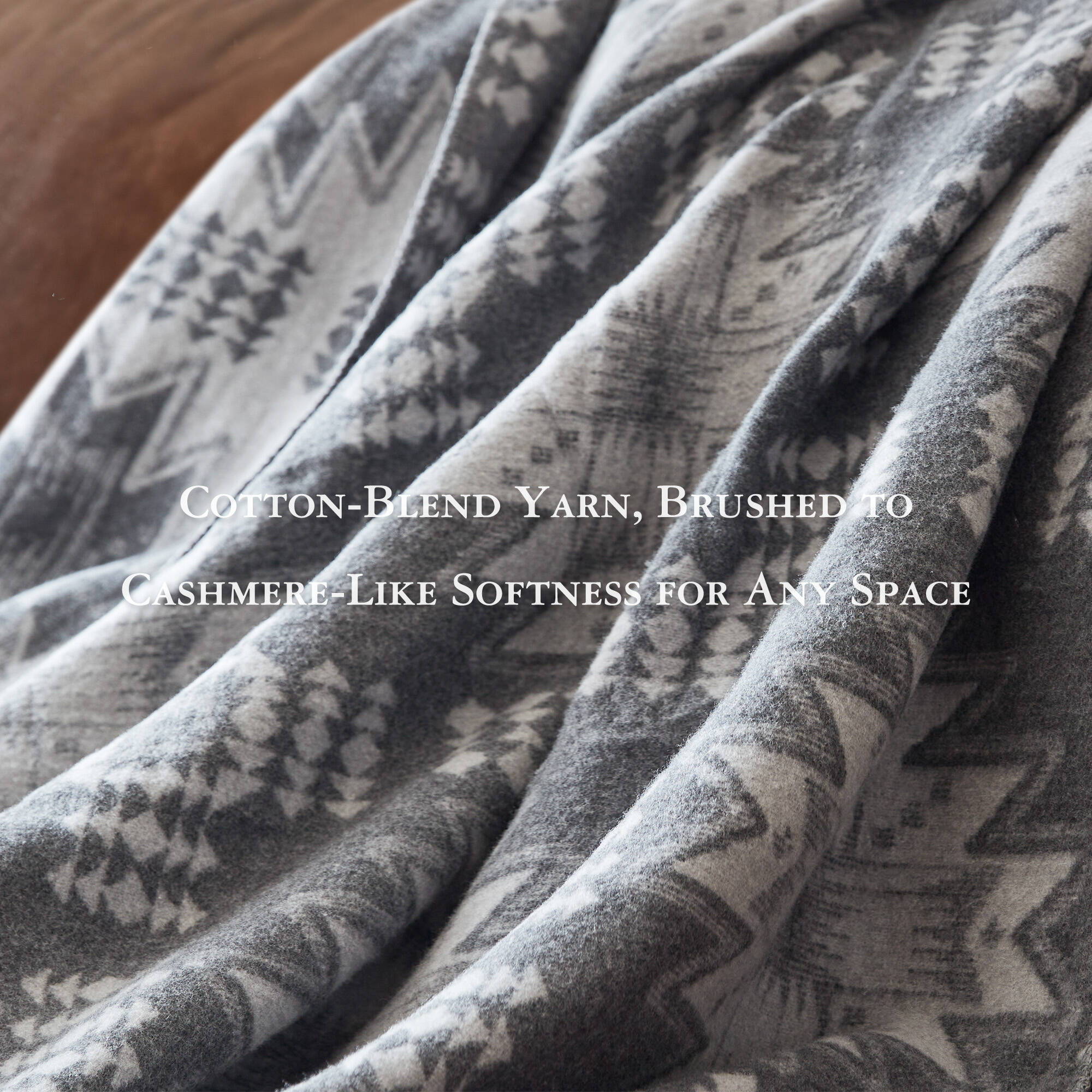 Alberta - Twin Cotton Blend Blanket - Gray Aztec