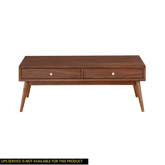 Retro Modern Style 1pc Coffee Table with 2x Drawers Brown Finish Living Room Furniture Walnut Veneer Wooden Furniture