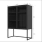 Black Storage Cabinet with Doors, Modern Black Accent Cabinet, Free Standing Cabinet, Buffet Sideboards for Bedroom, Kitchen,Home Office