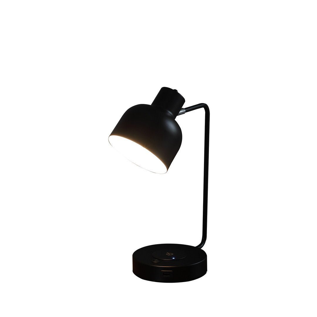 15.25"In Vadim Black Adjustable Student Desk Task Table Lamp W/ Charging Usb Port Station
