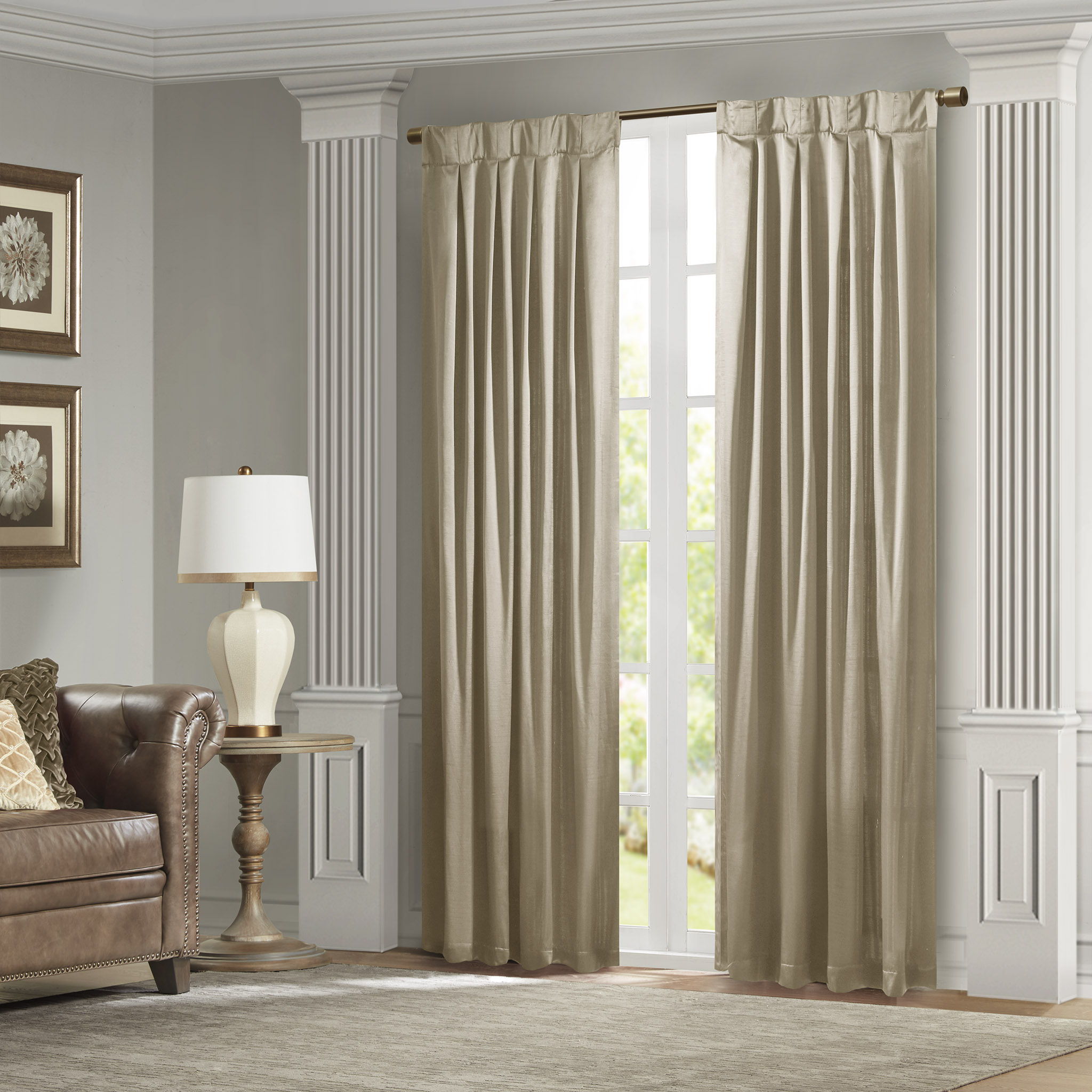 Avignon - Pleat Curtain Panel With Tieback Single - Champagne
