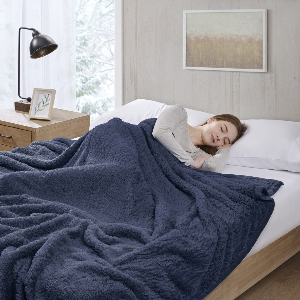 Burlington - King Berber Blanket - Navy
