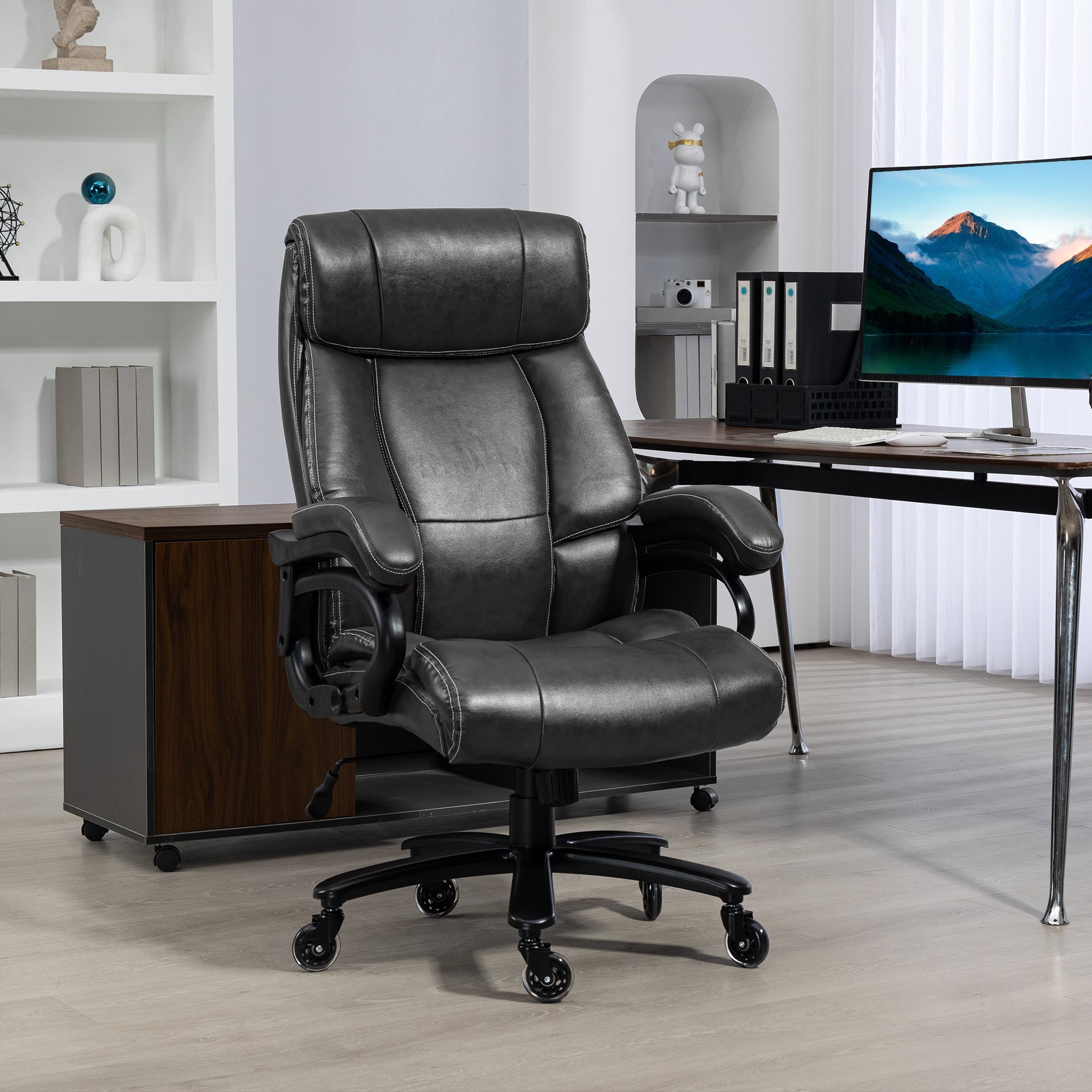 Vinsetto Big and Tall Office Chair, PU Leather Desk Chair 400lb, Black