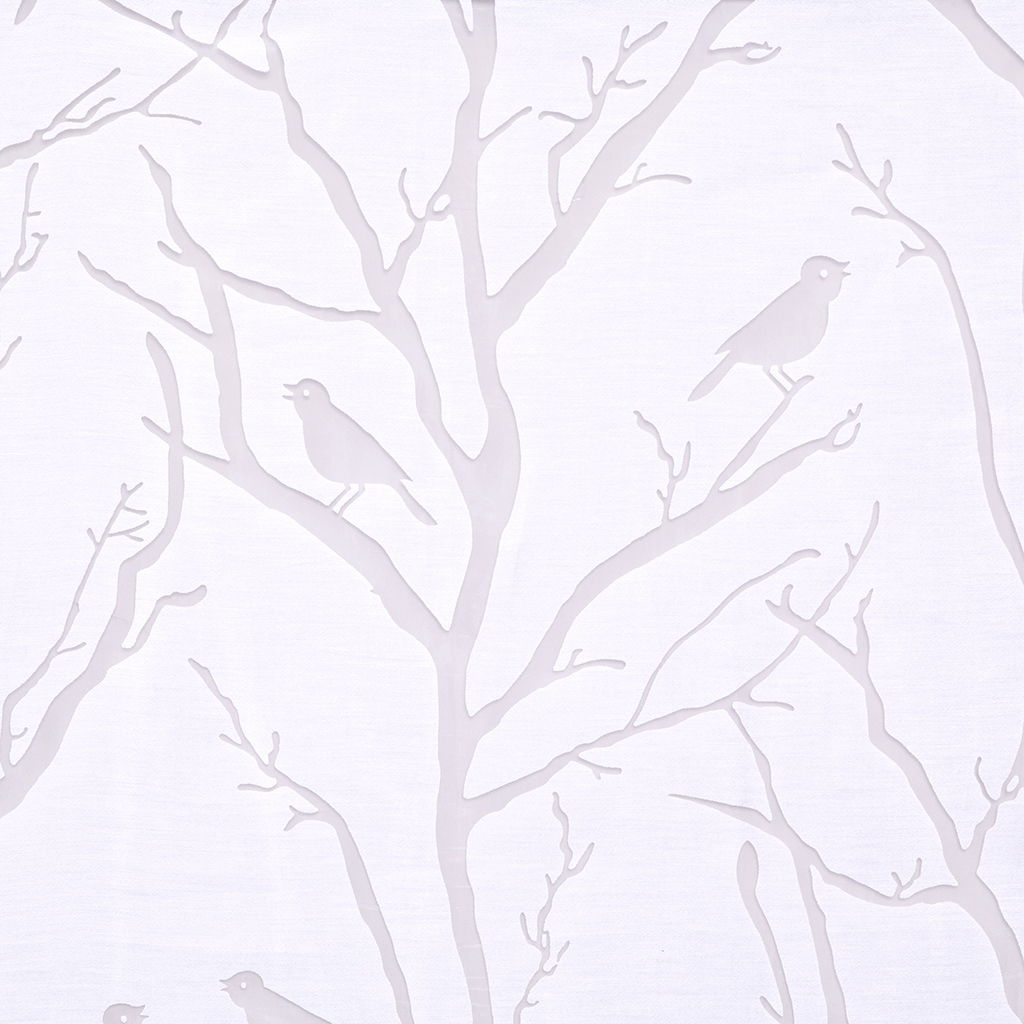 Averil - 84" Grommet Top Sheer Bird On Branches Burnout Window Curtain - White