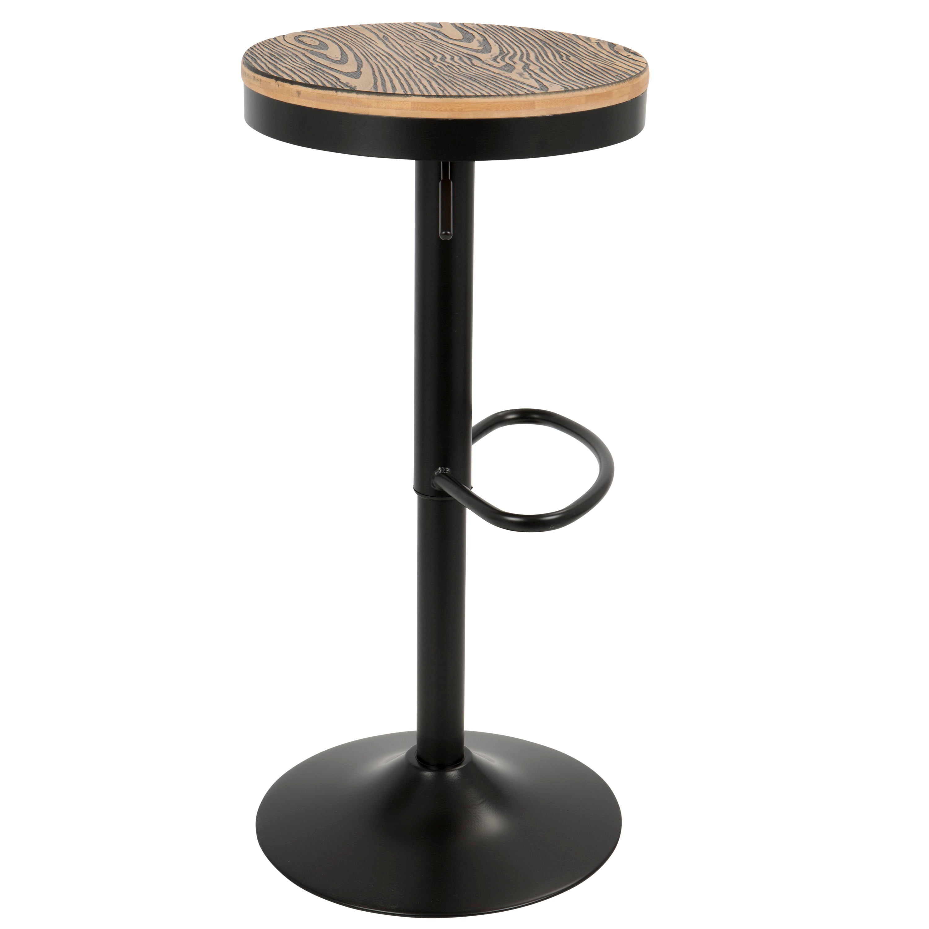 Dakota - Industrial Adjustable Barstool With Swivel (Set of 2) - Black / Brown / Grain