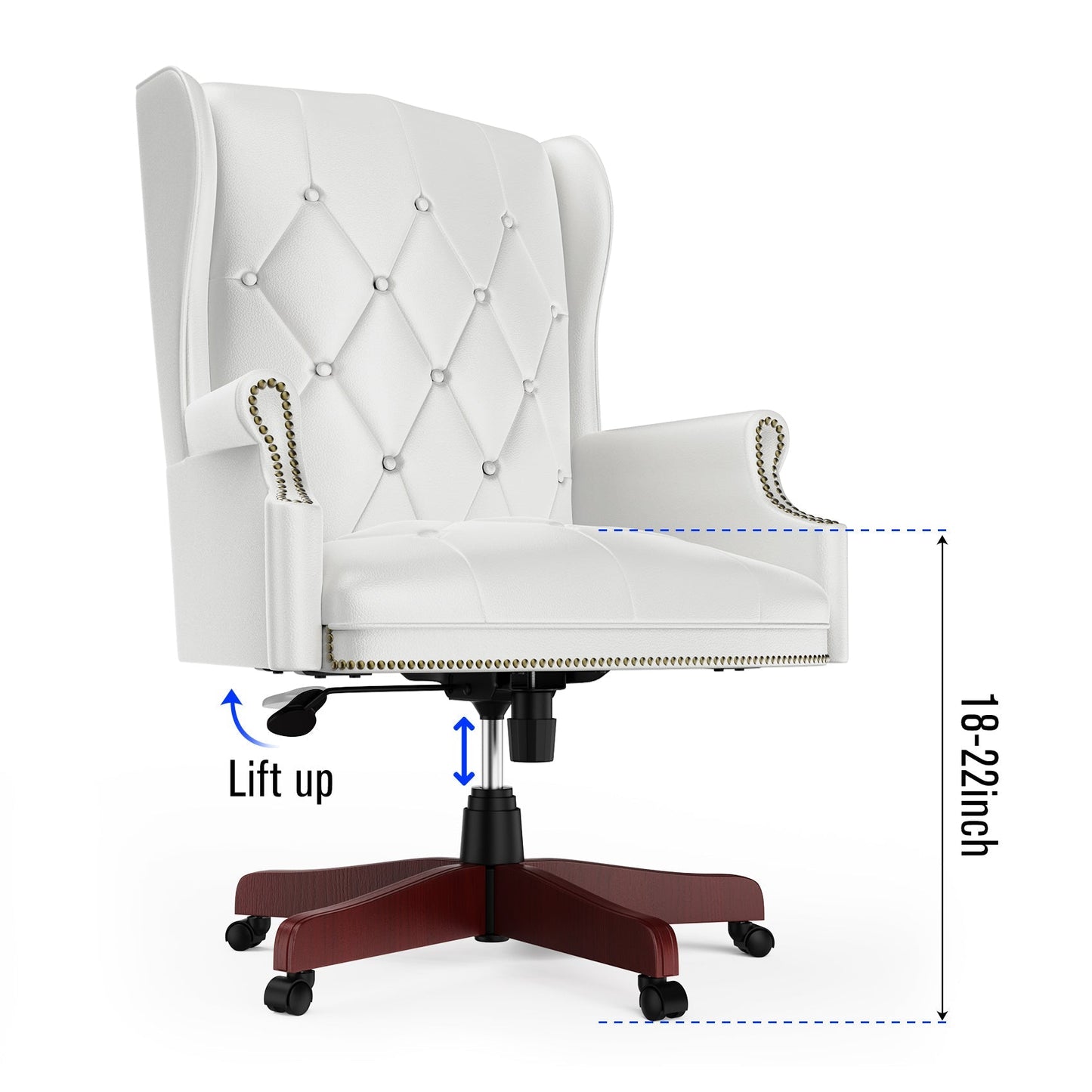 330LBS Executive Office Chair, Ergonomic Design High Back Reclining Comfortable Desk Chair - White