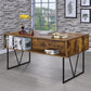 4-Drawer Writing Desk in Antique Nutmeg and Black