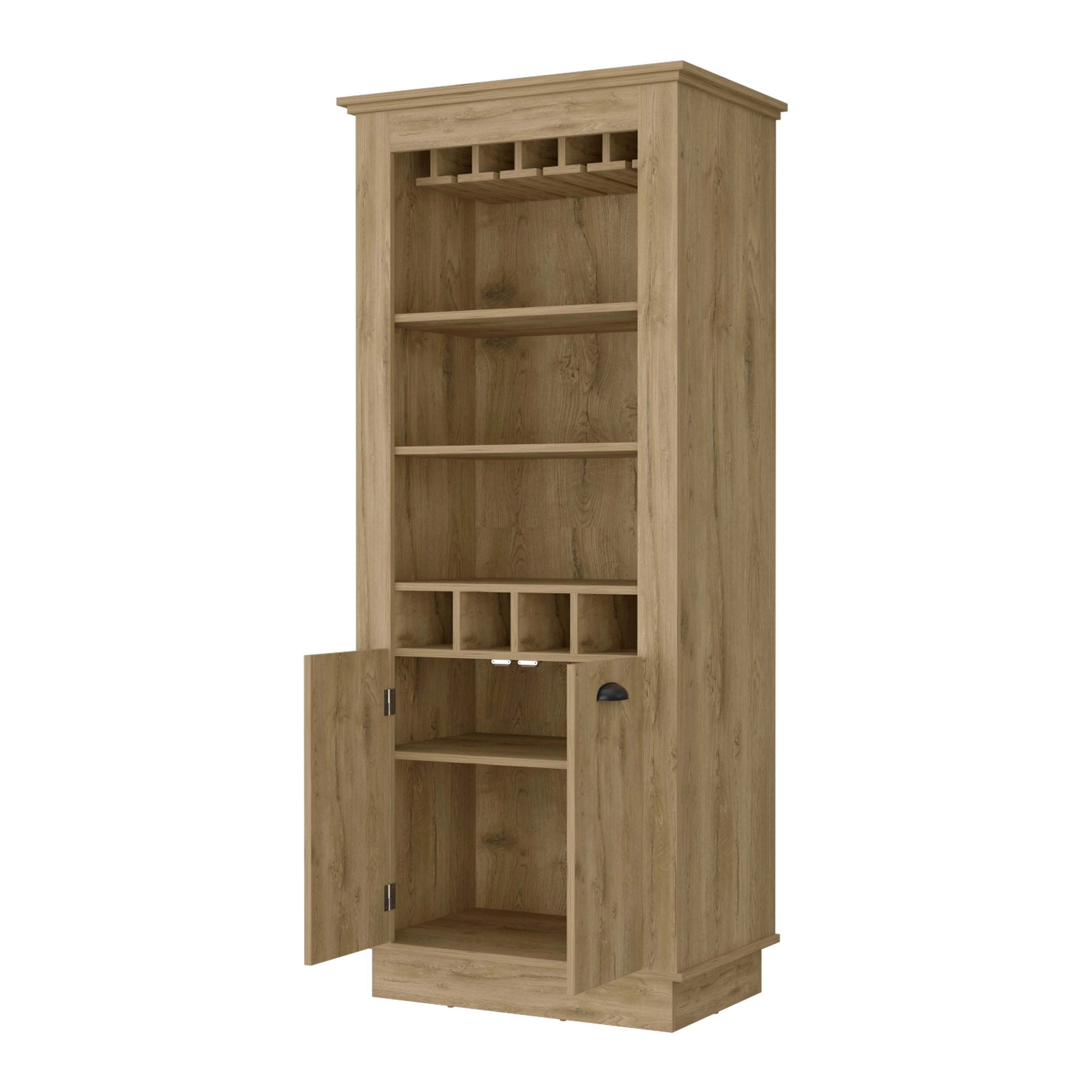 Tyler Macadamia 4-Built In Wine Rack Bar Cabinet