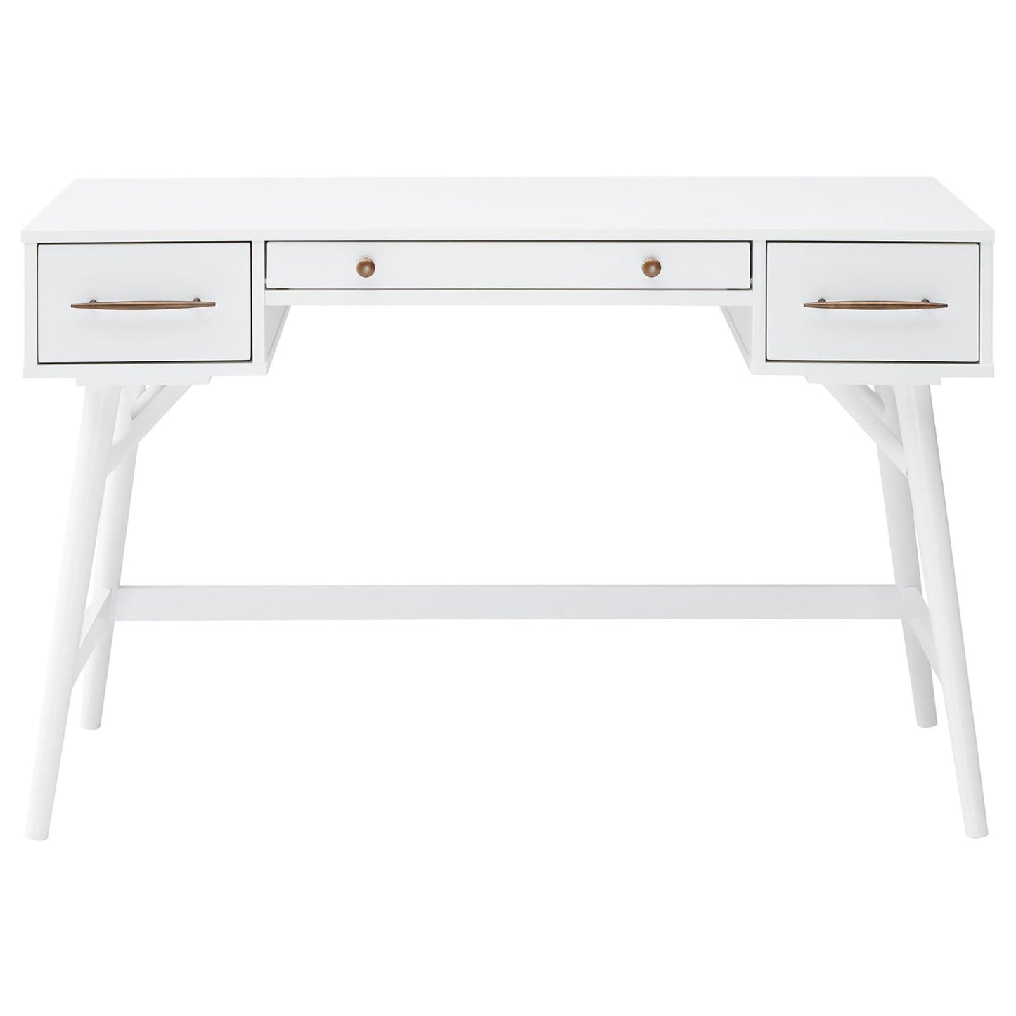 White 3-Drawer Rectangle Mid-century Writing Desk