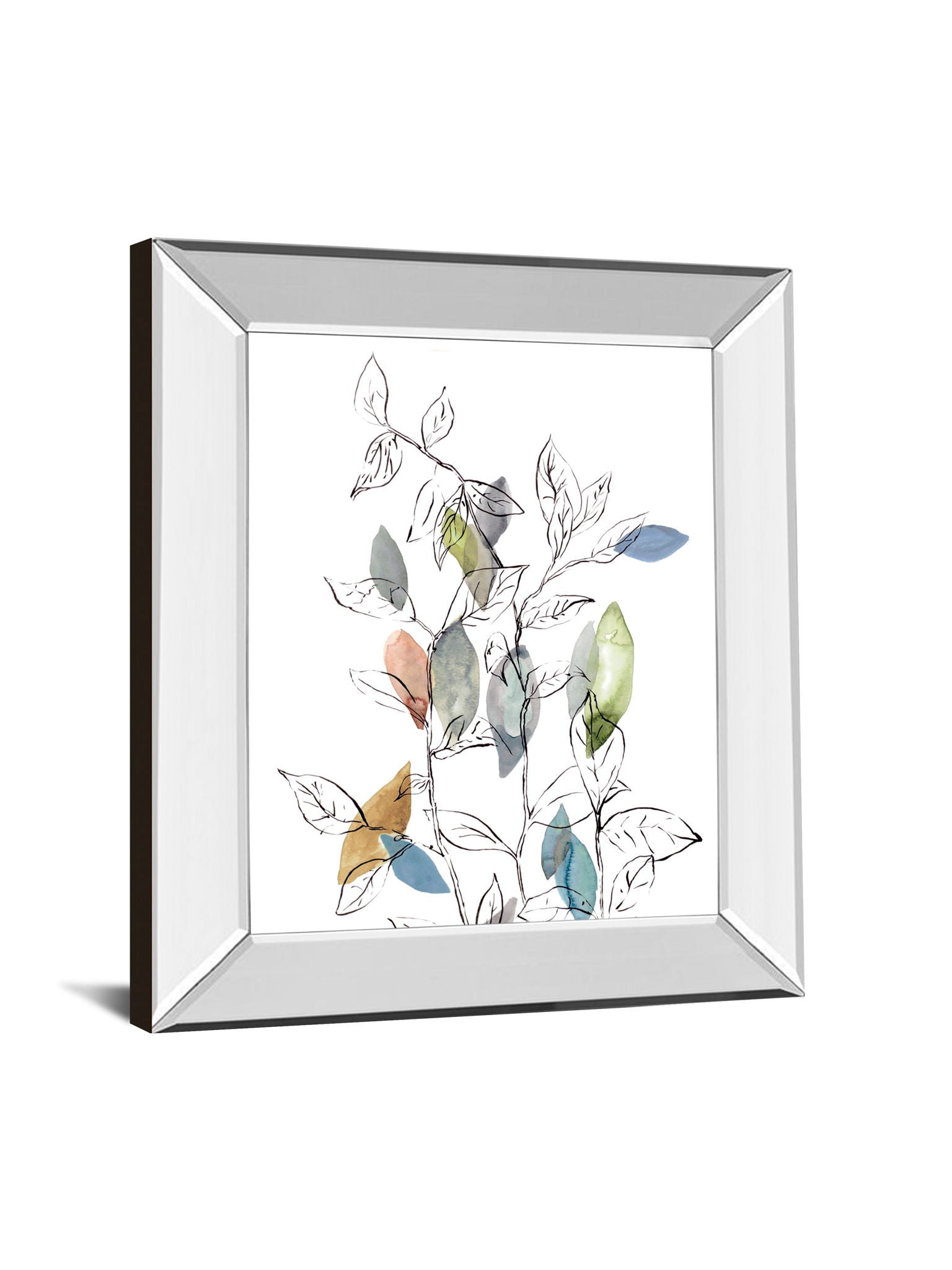 Spring Leaves I By Meyers, R. - Mirror Framed Print Wall Art - White