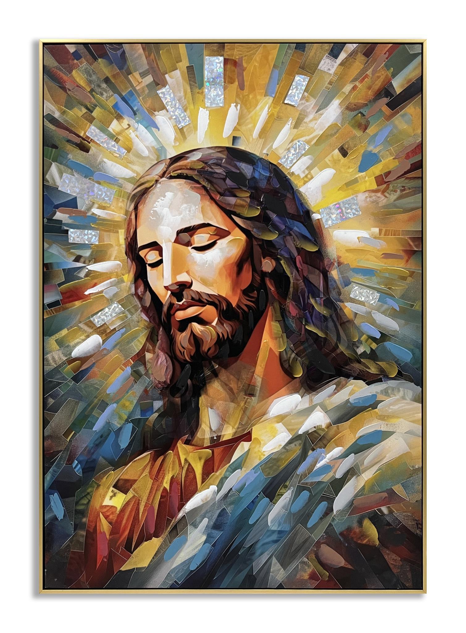 Radiant Serenity Portrait - 40" x 28" Framed Wall Art - Gold
