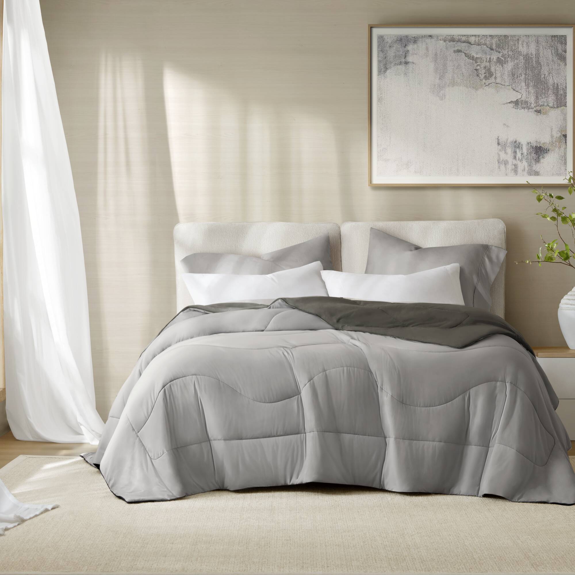 Full/Queen Reversible Tencel Comforter Blanket - Gray