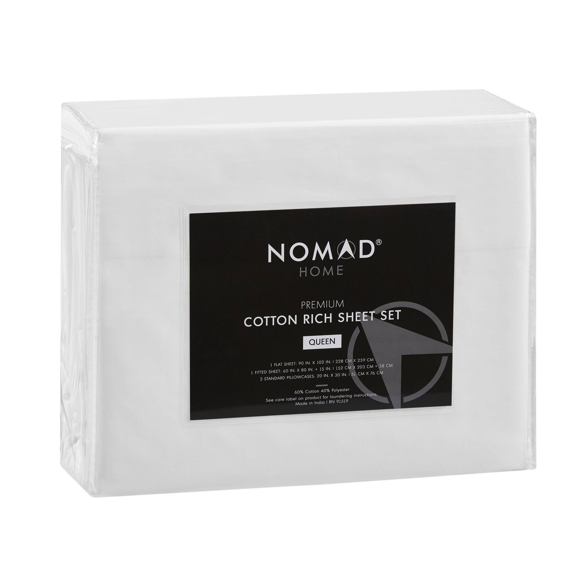 Percale Weave - King Premium Cotton Rich Sheet Set - Bright White