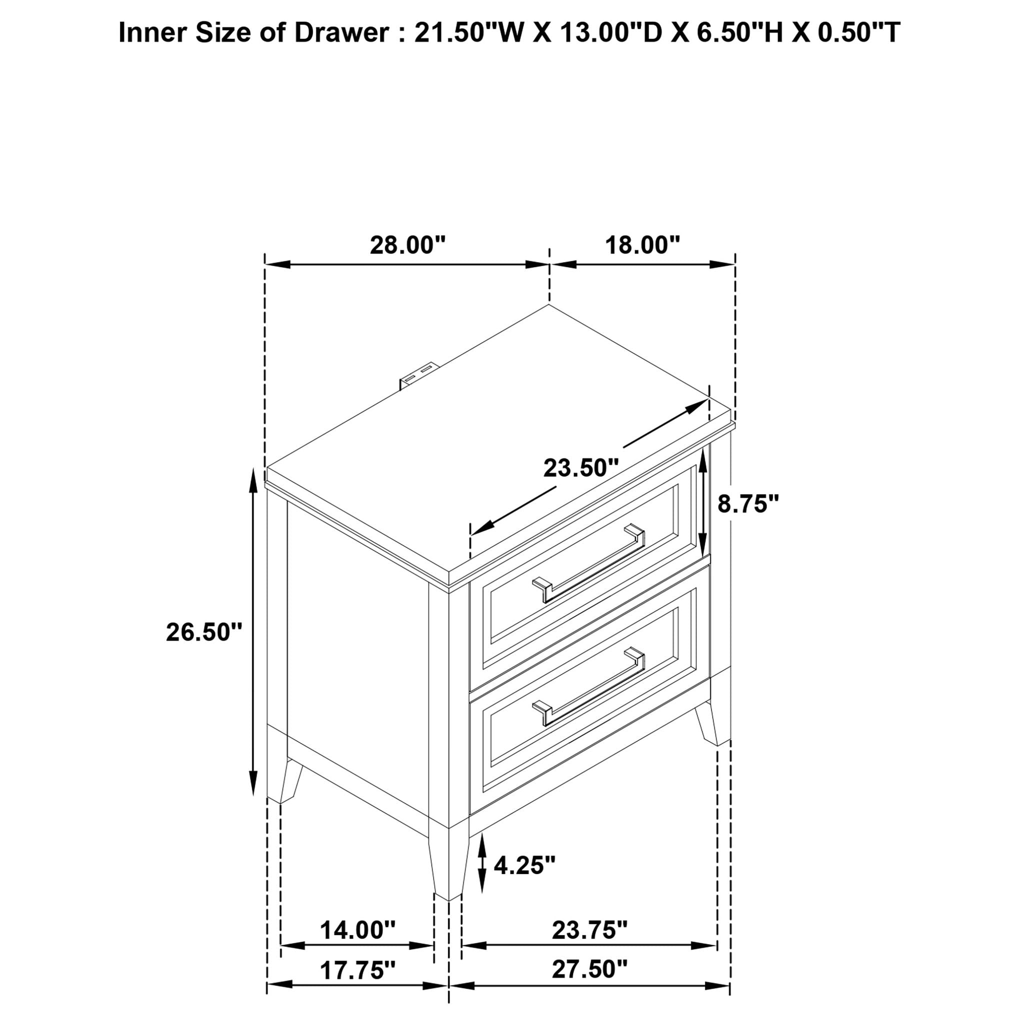 Avril - 2 Drawer Nightstand - White