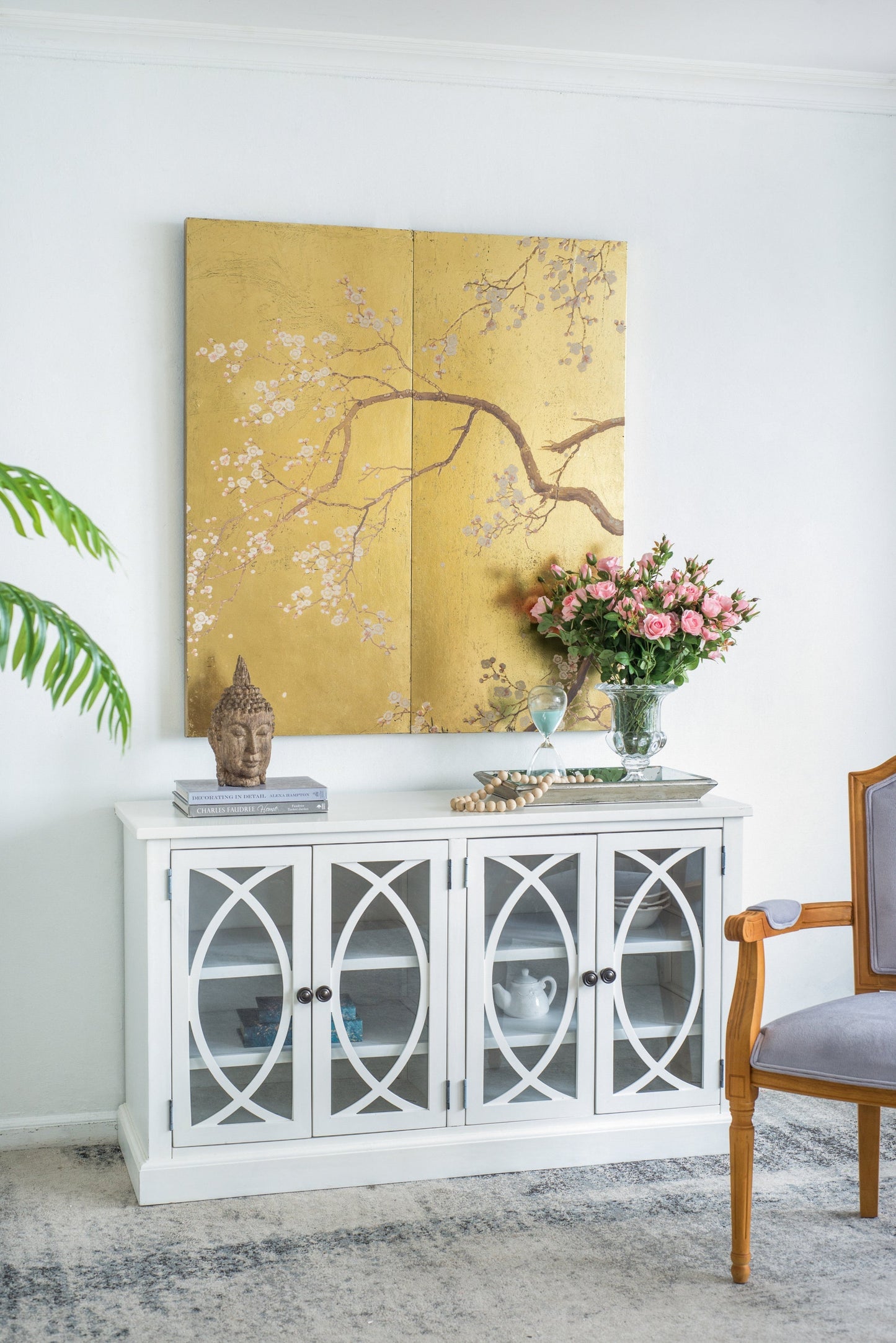 Set of 2 Cherry Blossom Wall Art Panels, Wall Decor for Living Room Dining Room Office Bedroom, 21.5" x 47"