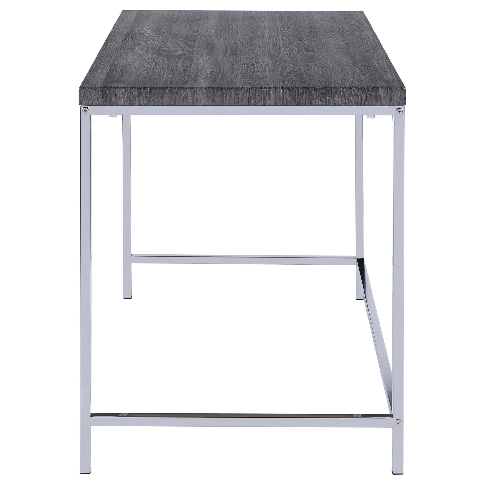 Weathered Grey and Chrome Rectangular Writing Desk