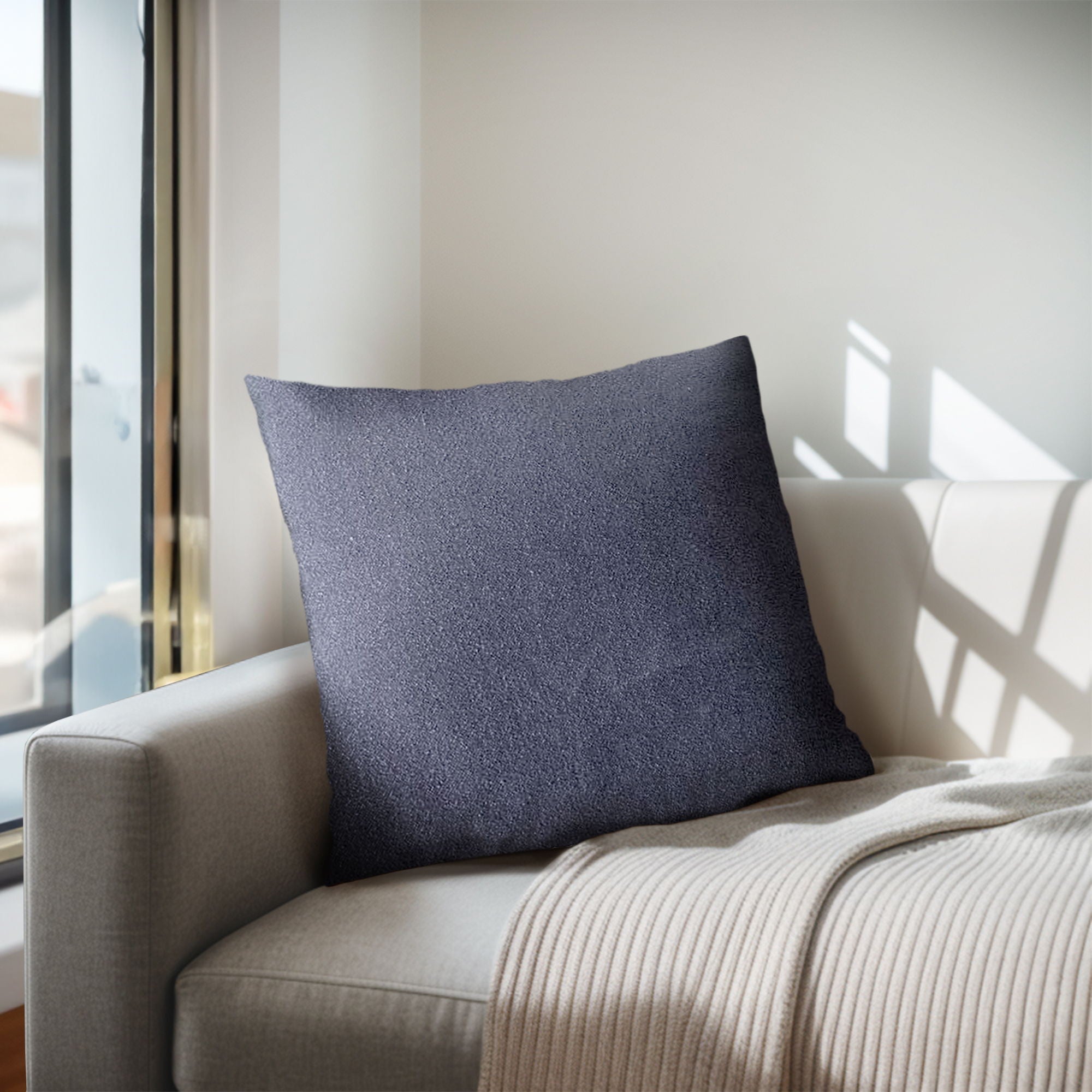 Harper - Solid Square Pillow - Navy Blue