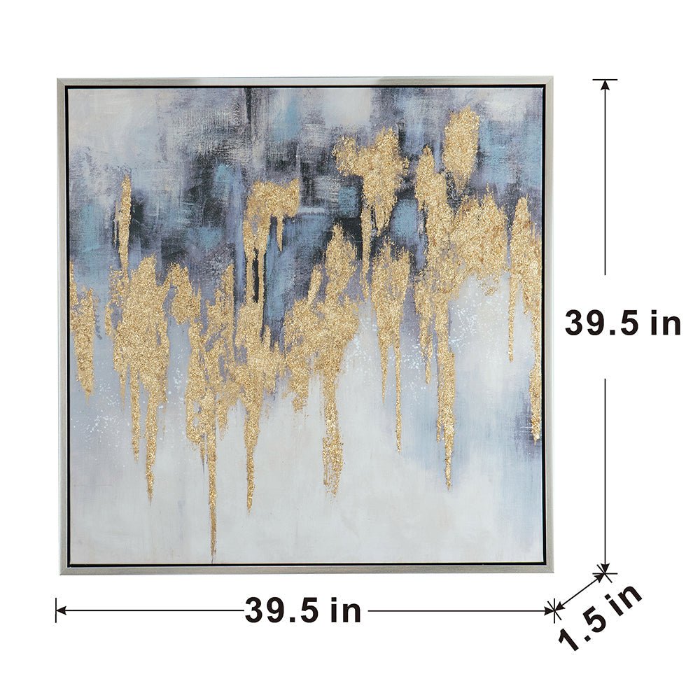 39.5" x 39.5" Modern Oil Painting, Square Framed Wall Art for Living Room Dining Room Office