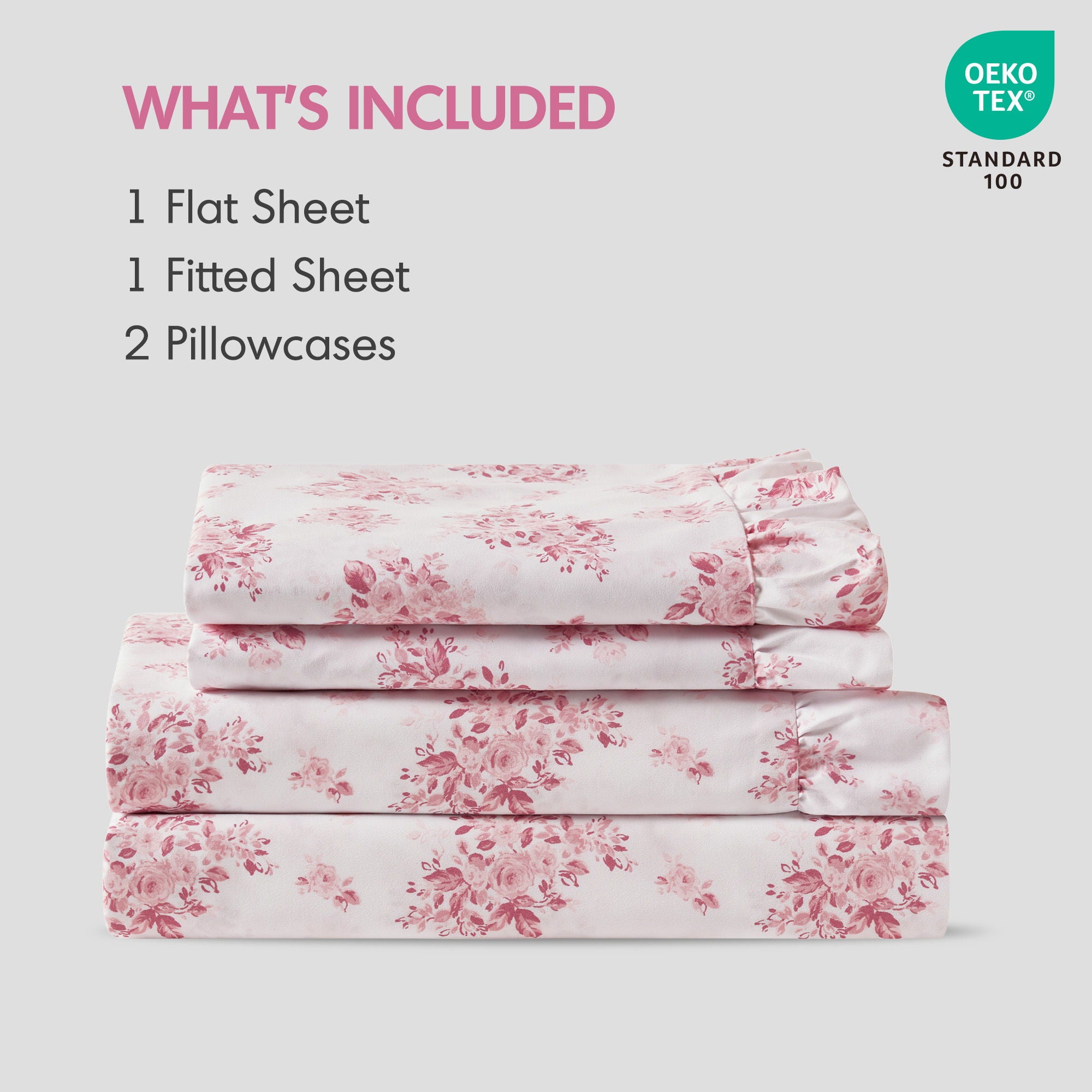 Microfiber Ruffle - King Sheets - Pink Floral