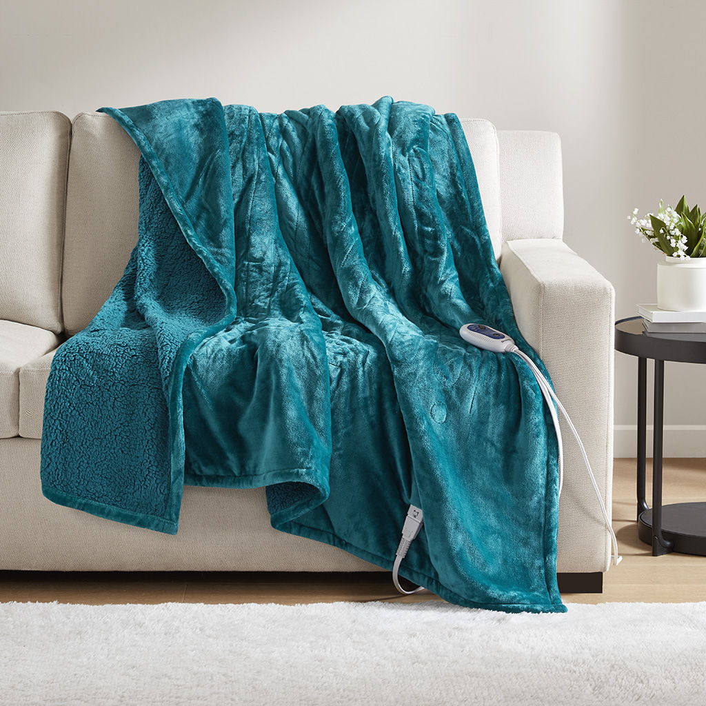 Heated Microlight to Berber - Throw - Teal