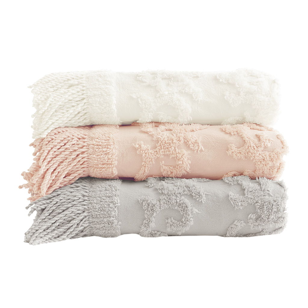 Chloe - Throw With Fringe Tassel - Blush
