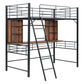 Twin Size Loft Bed with Desk and Shelf , Loft Bed with Ladder,Twin,Black