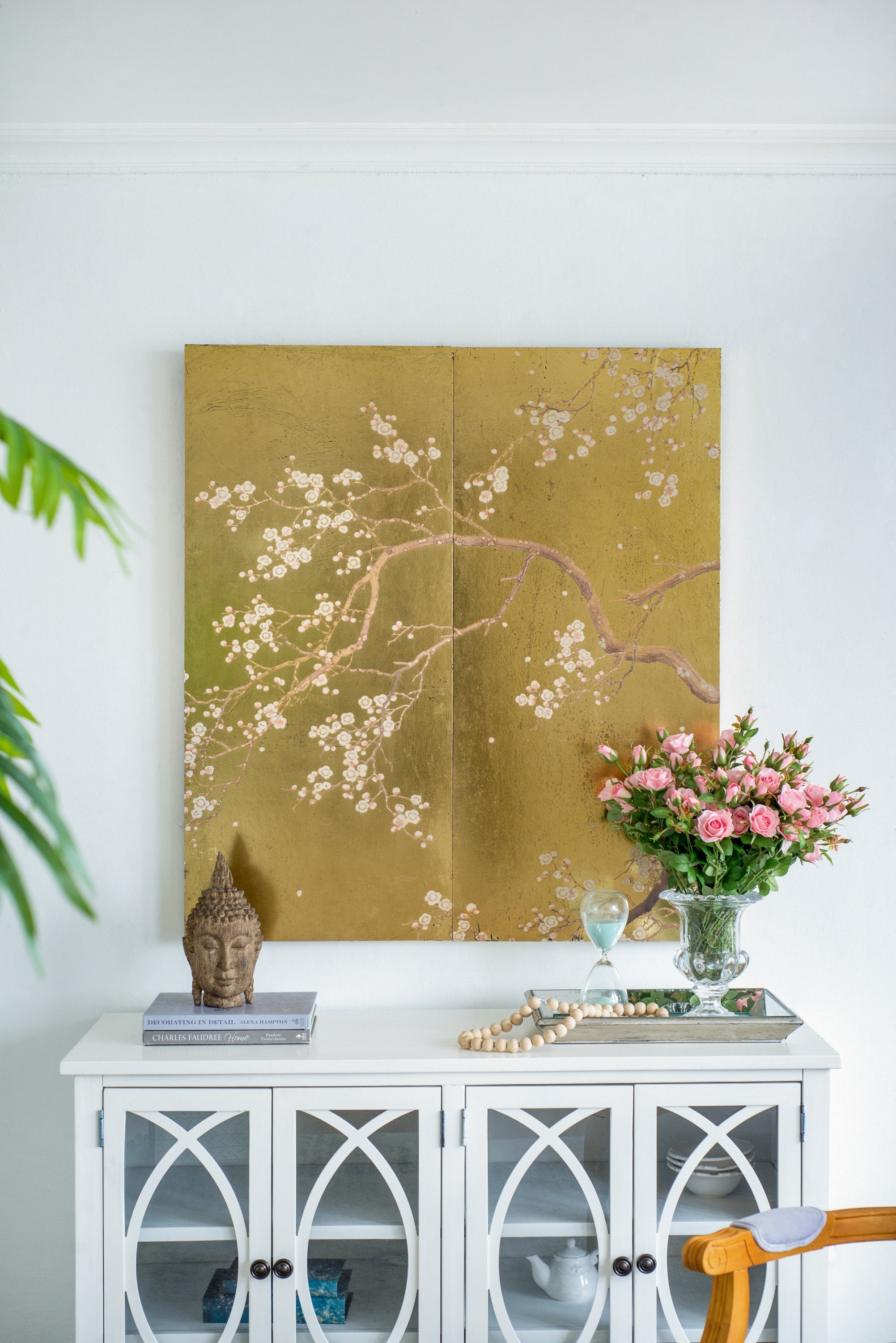 Set of 2 Cherry Blossom Wall Art Panels, Wall Decor for Living Room Dining Room Office Bedroom, 21.5" x 47"