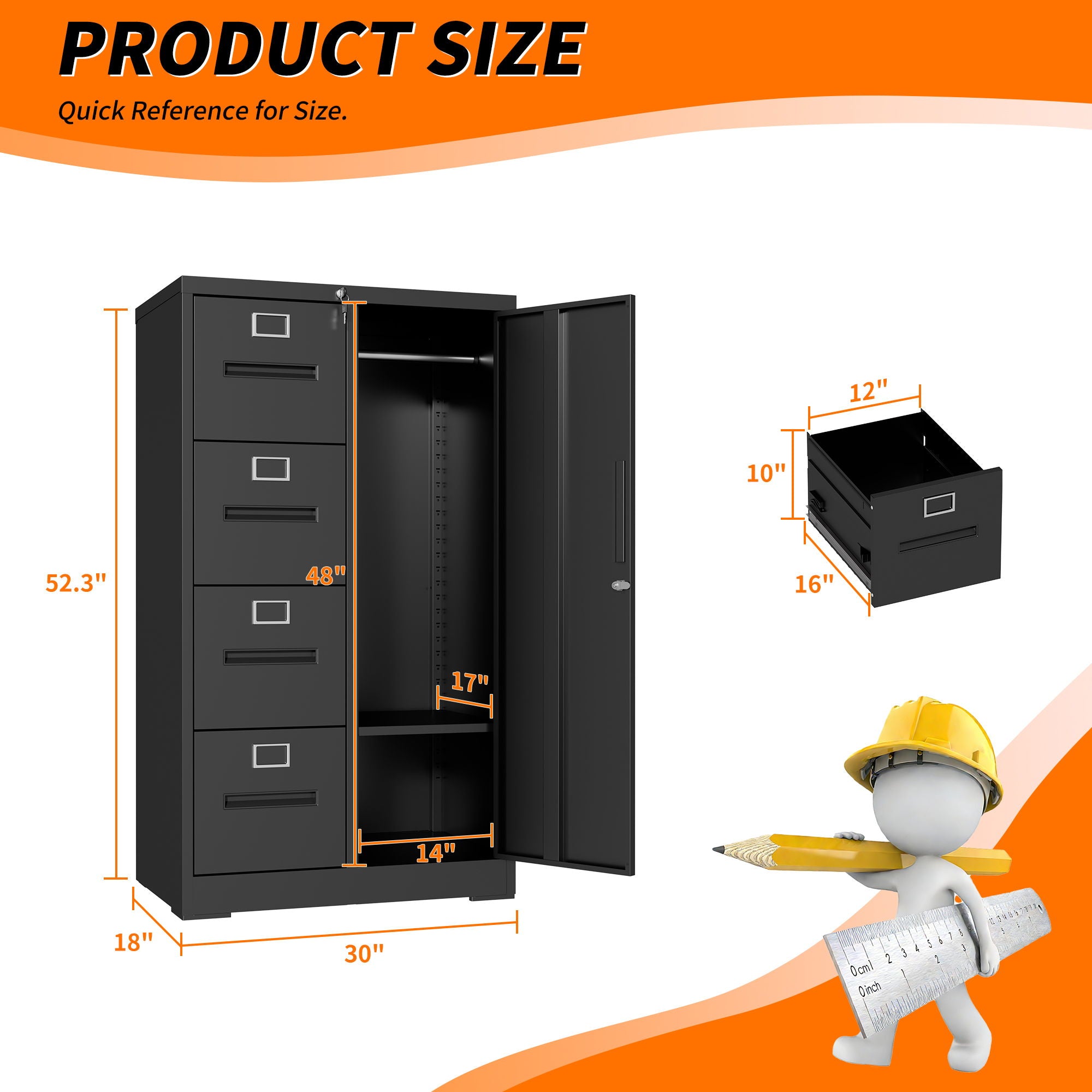 Storage Vertical Filing Cabinet With Lock