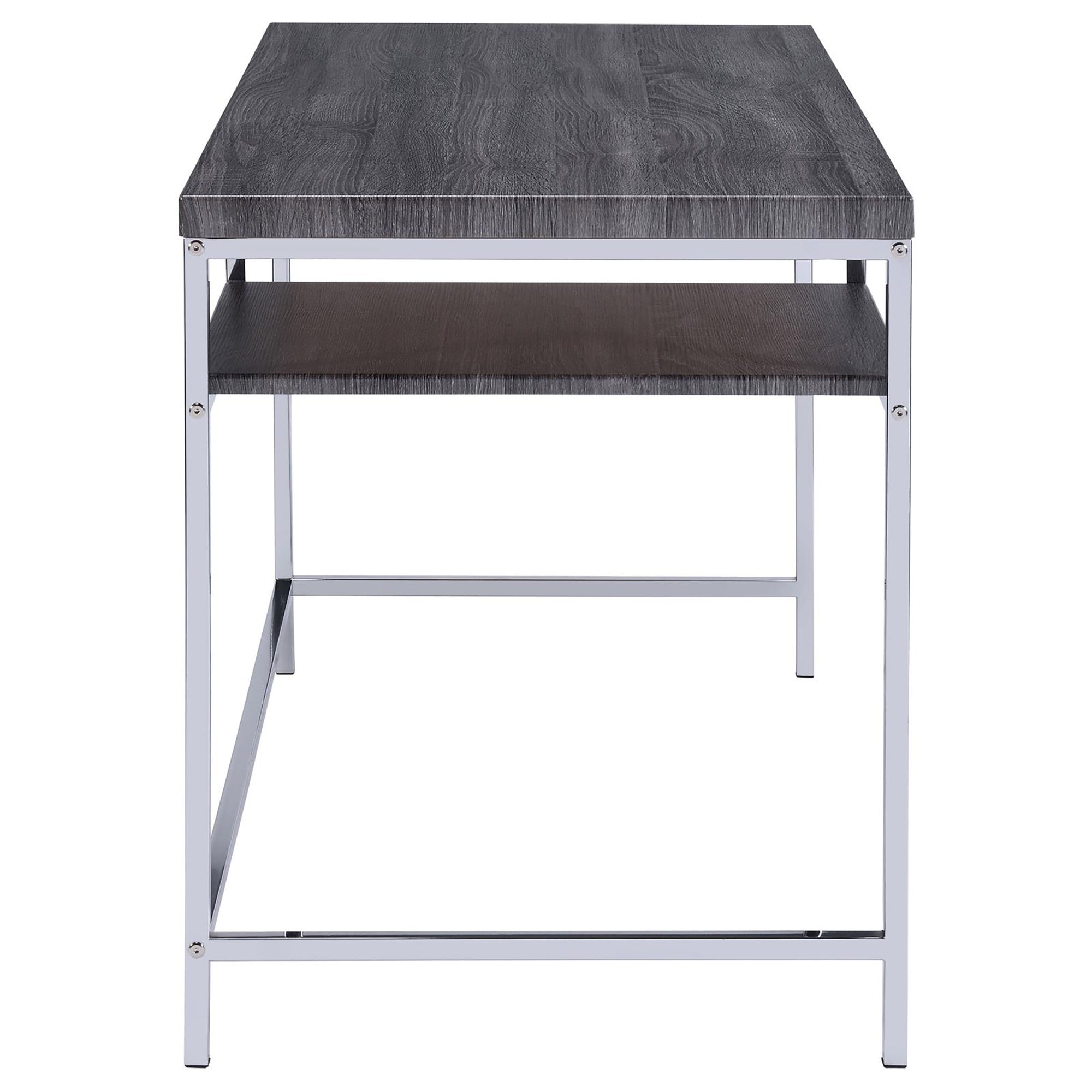 Weathered Grey and Chrome Rectangular Writing Desk