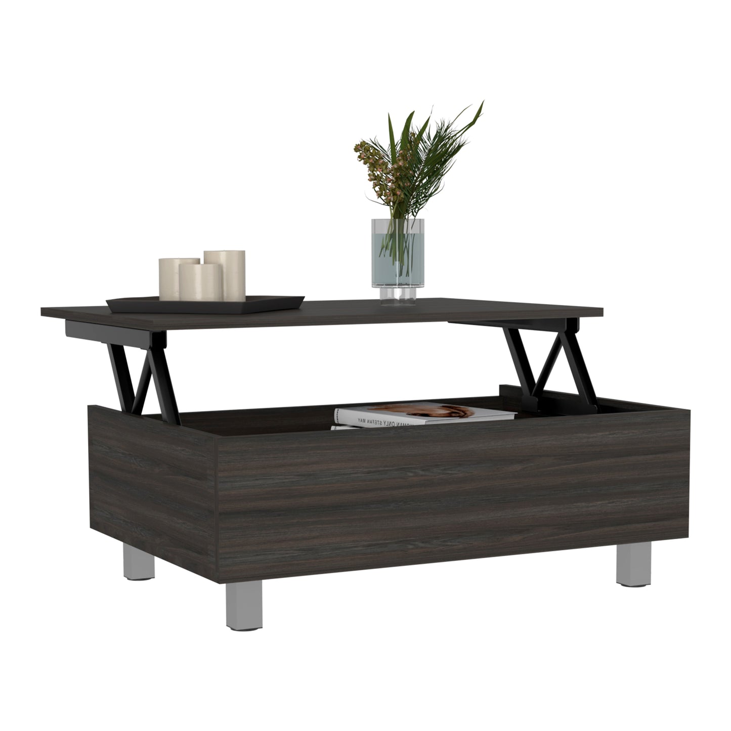 Gambia Lift Top Coffee Table, Four Legs -Espresso