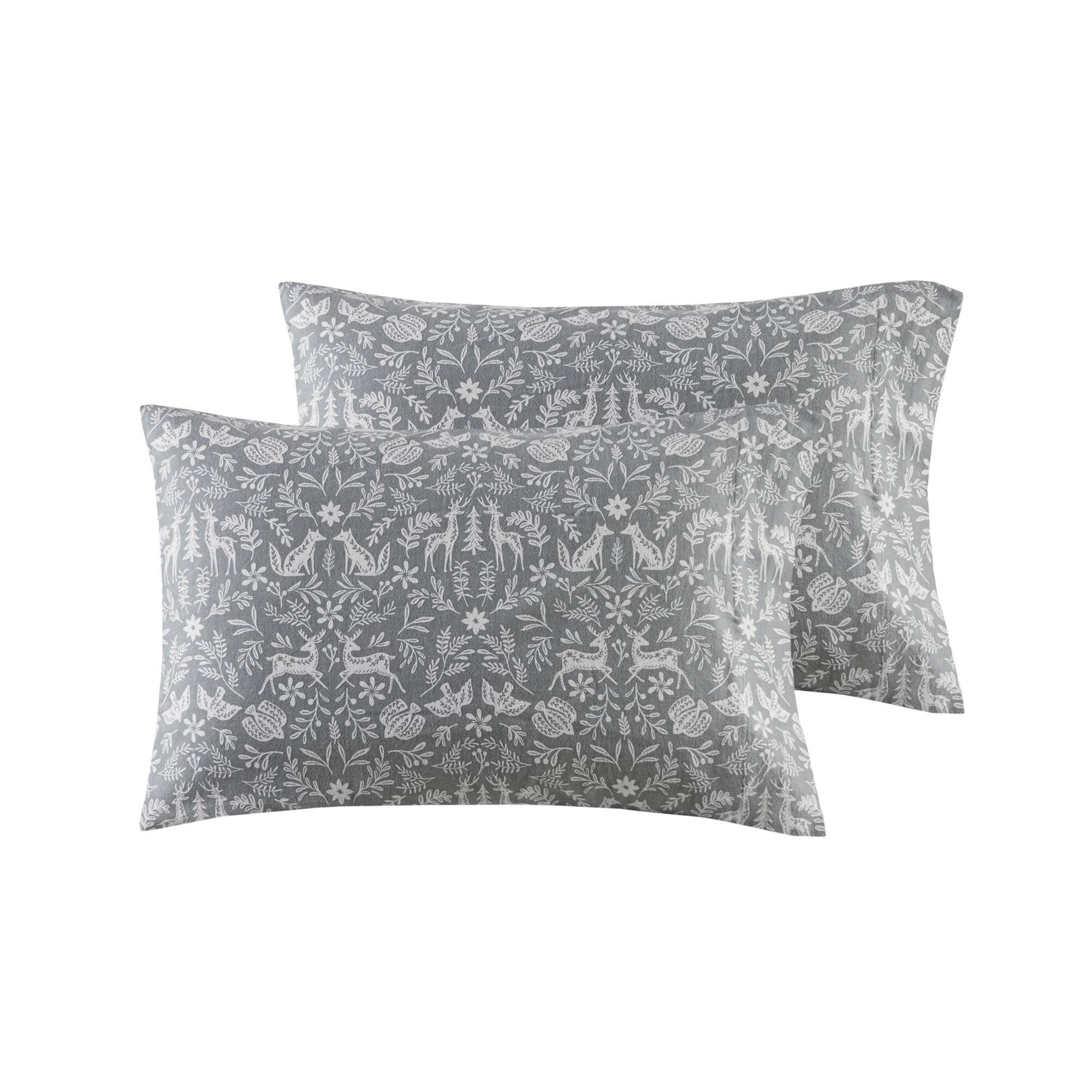 Cozy Cotton Flannel - King Printed Sheet Set - Sage Winter Fauna