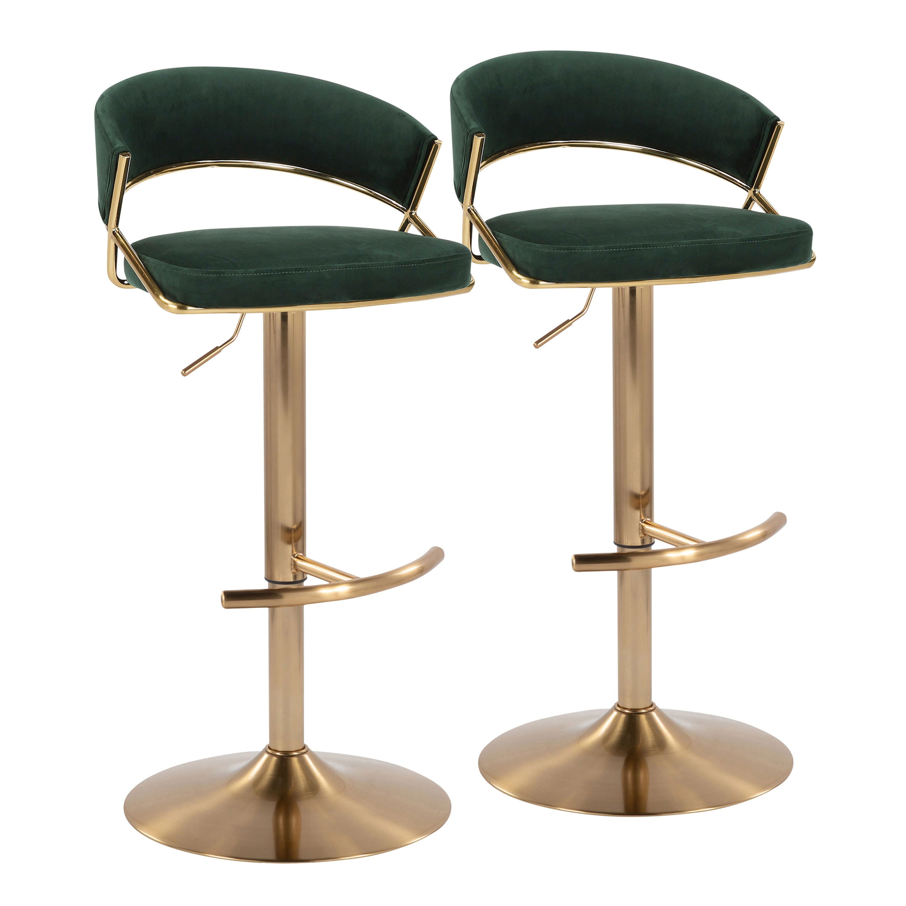 Jie - Contemporary Adjustable Barstool With Swivel With Rounded T Footrest (Set of 2)