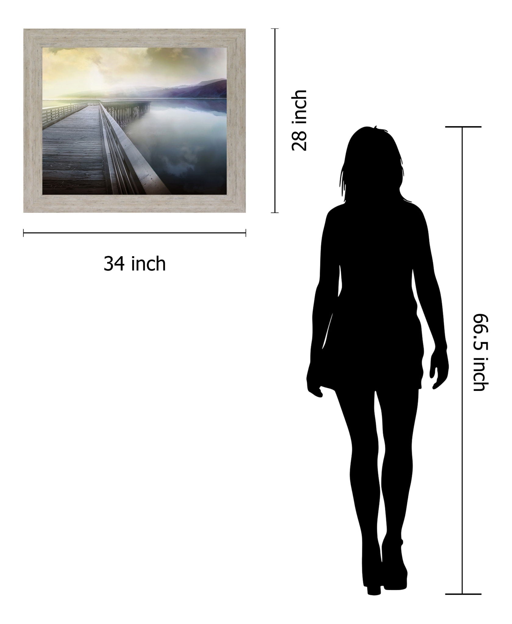 Serene Dawn Pathway - 28" x 34" Framed Wall Art - Gray