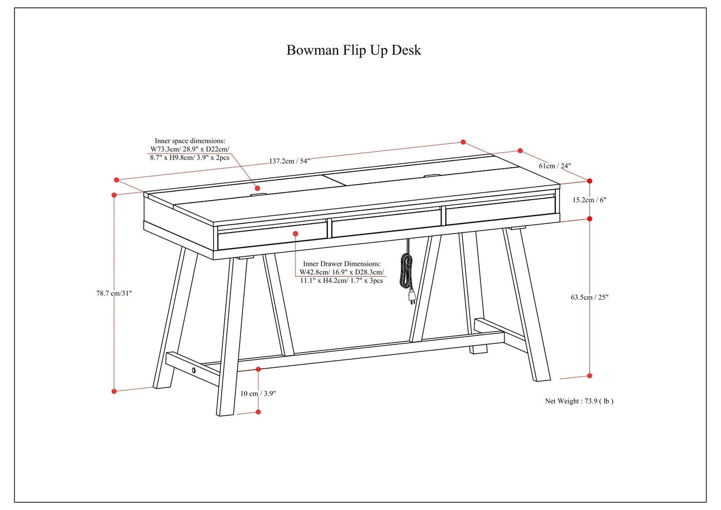 Bowman - Flip Up Desk - Distressed Grey