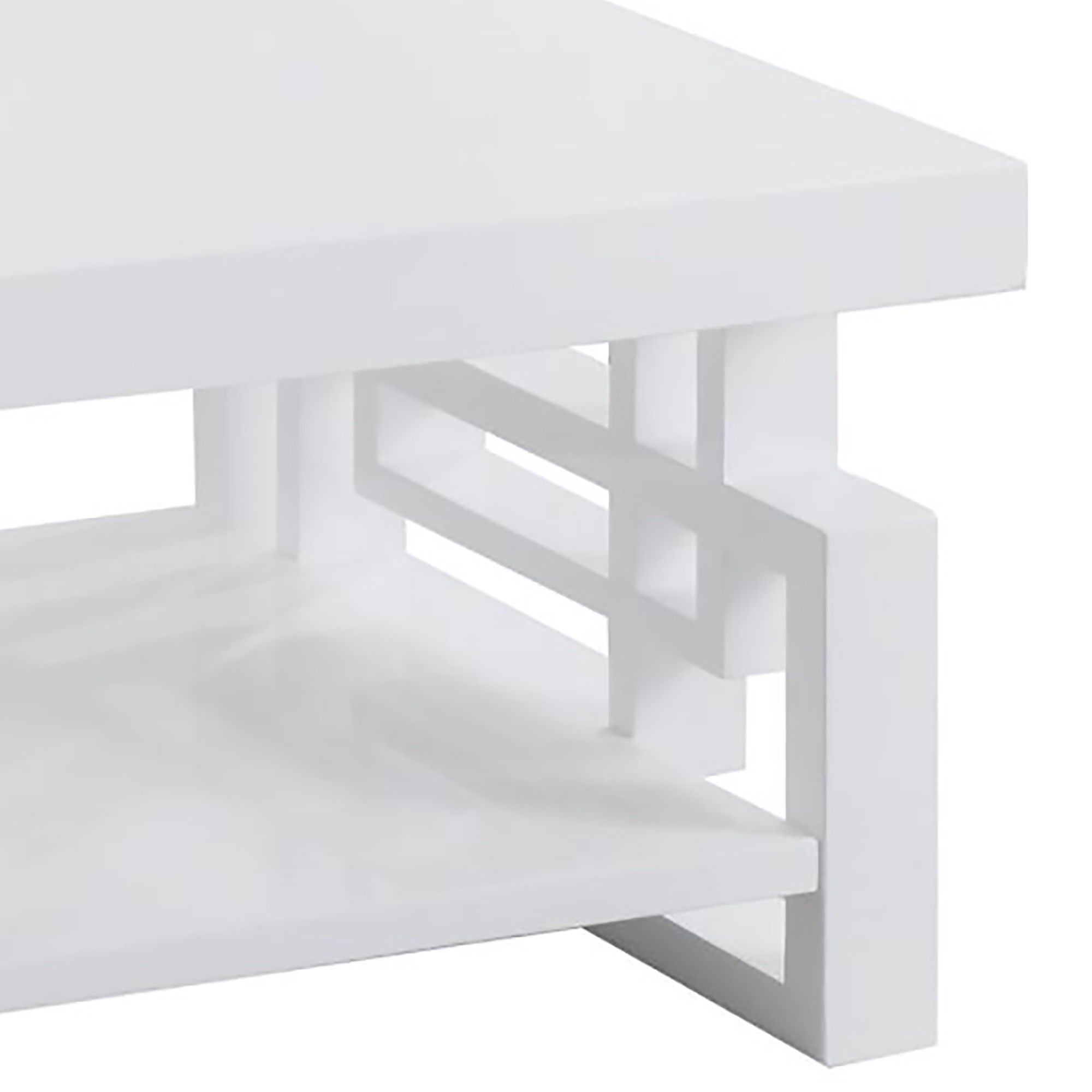 Rectangular Coffee Table With Open Shelf Storage - Glossy White