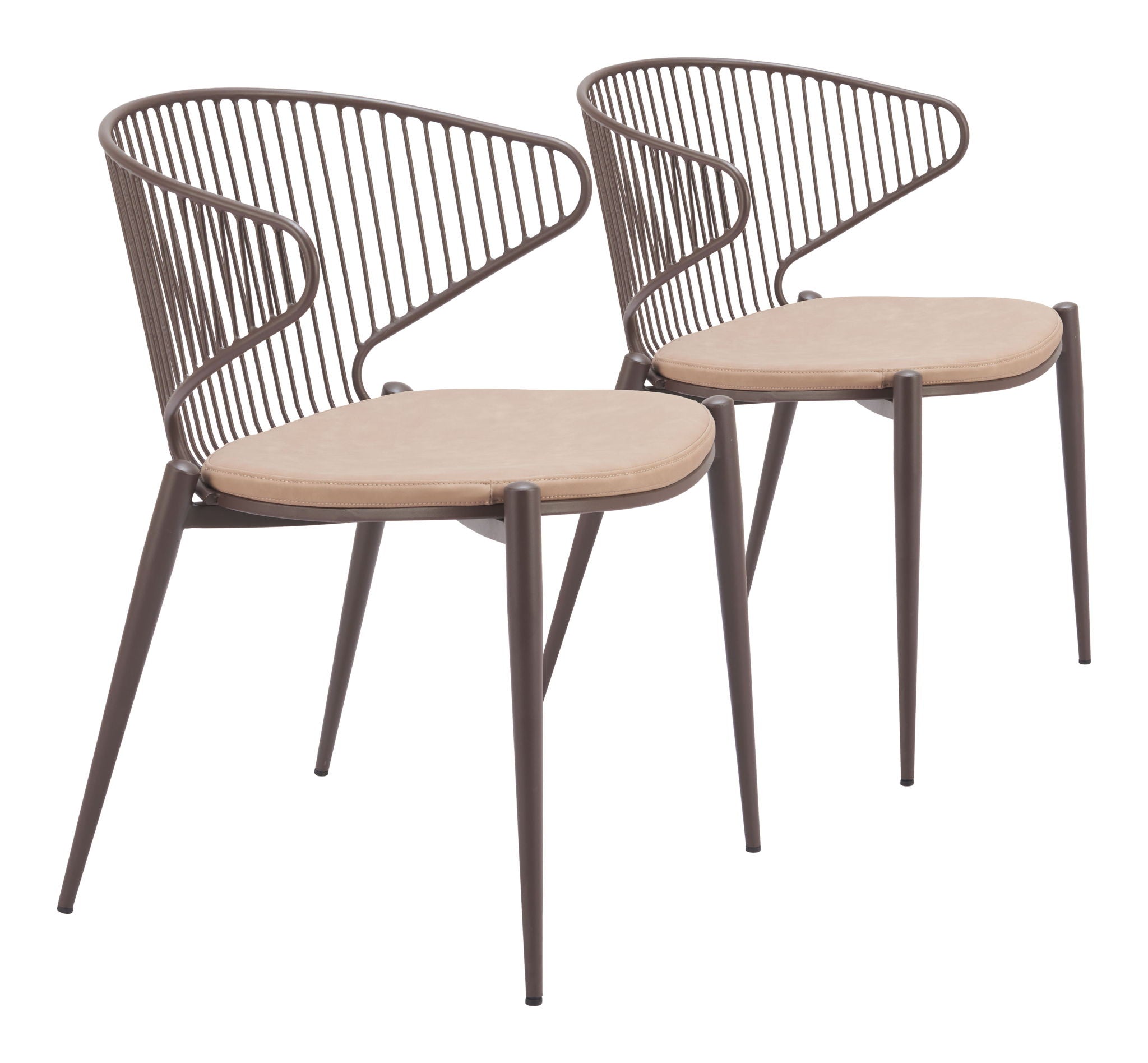Silues - Dining Chair (Set of 2) - Taupe / Brown