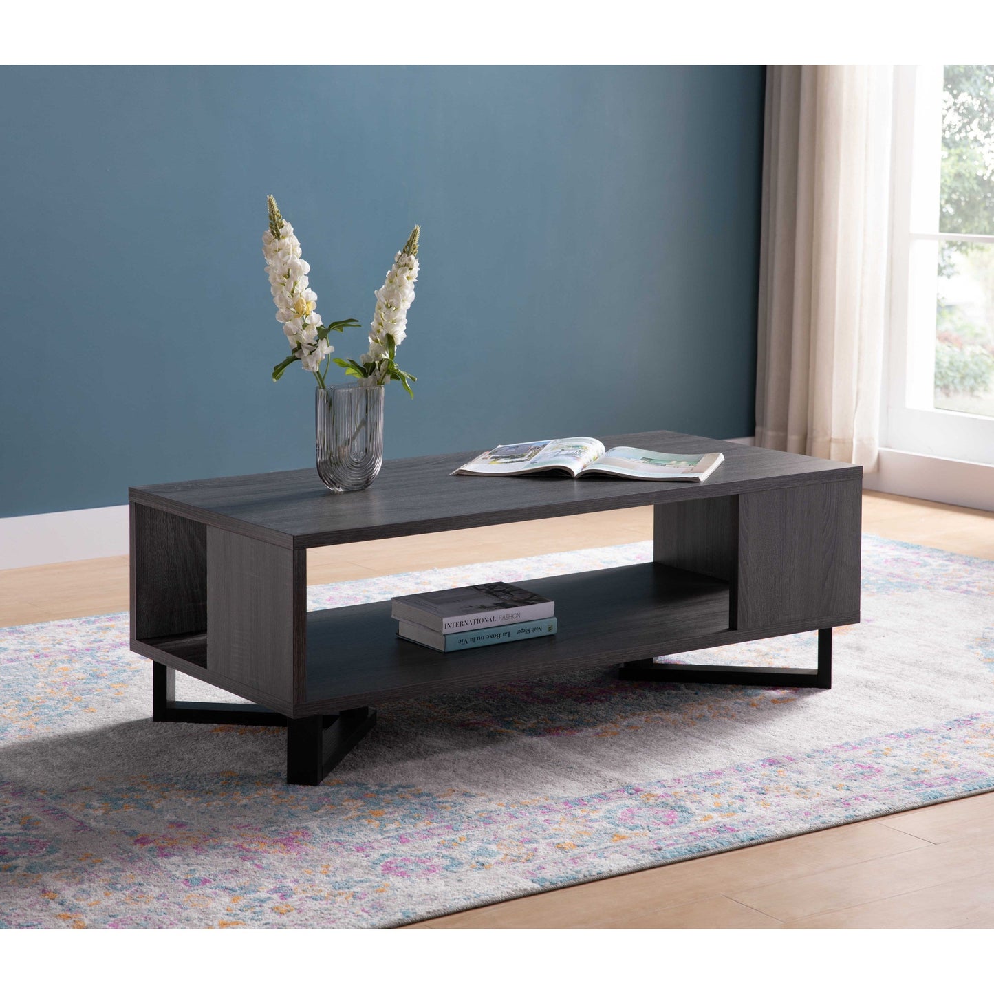 ID USA  223052CT Coffee Table Distressed Grey & Black