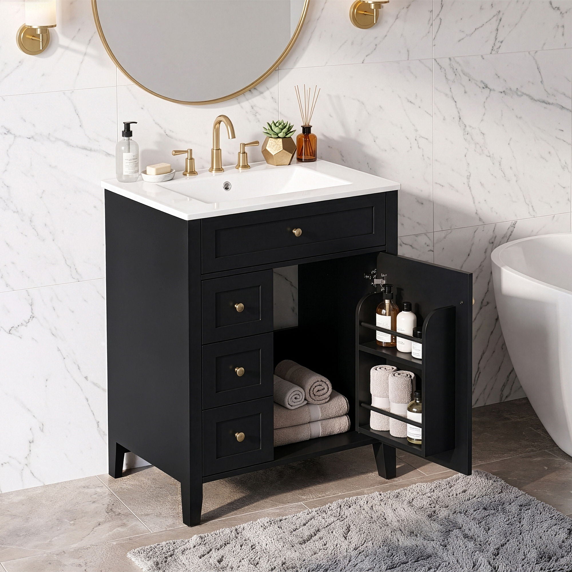 Modern Black Bathroom Vanity With Sink