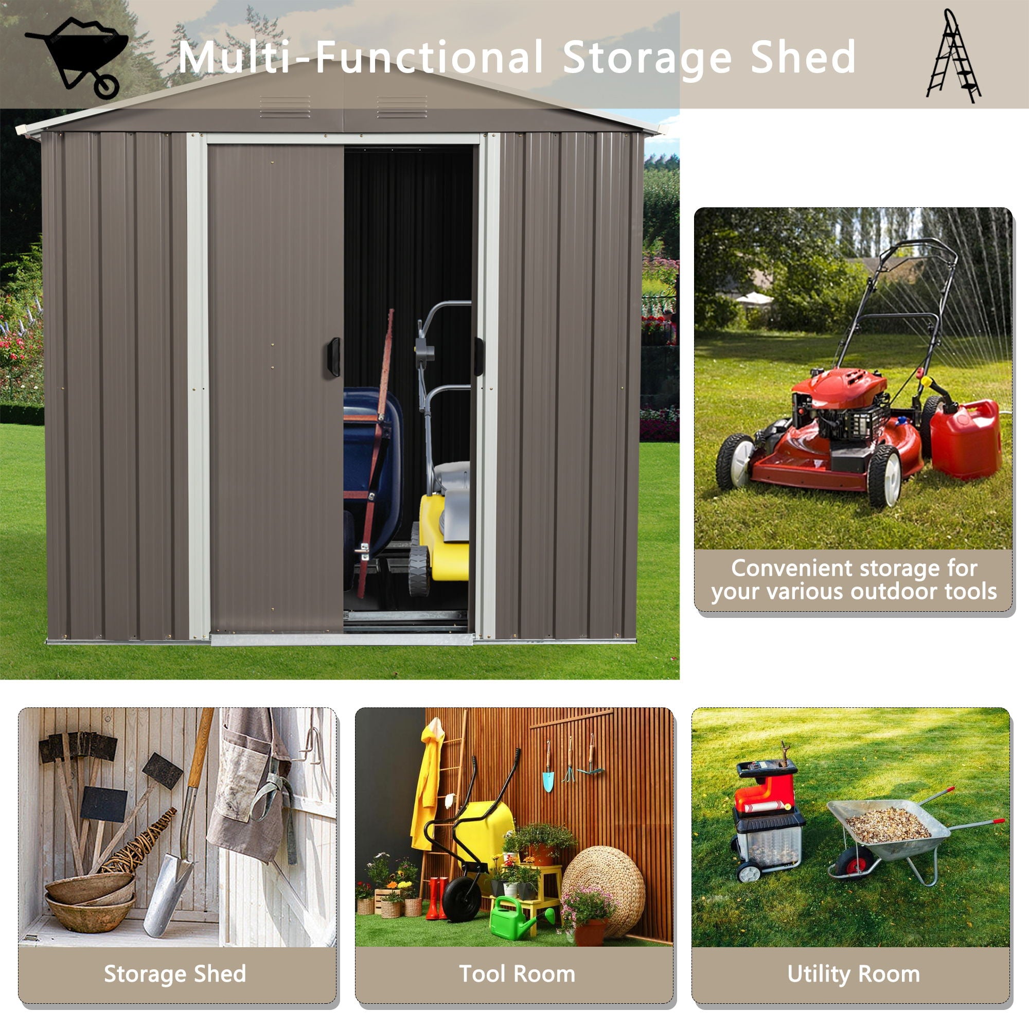 Outdoor Metal Storage Shed With Window